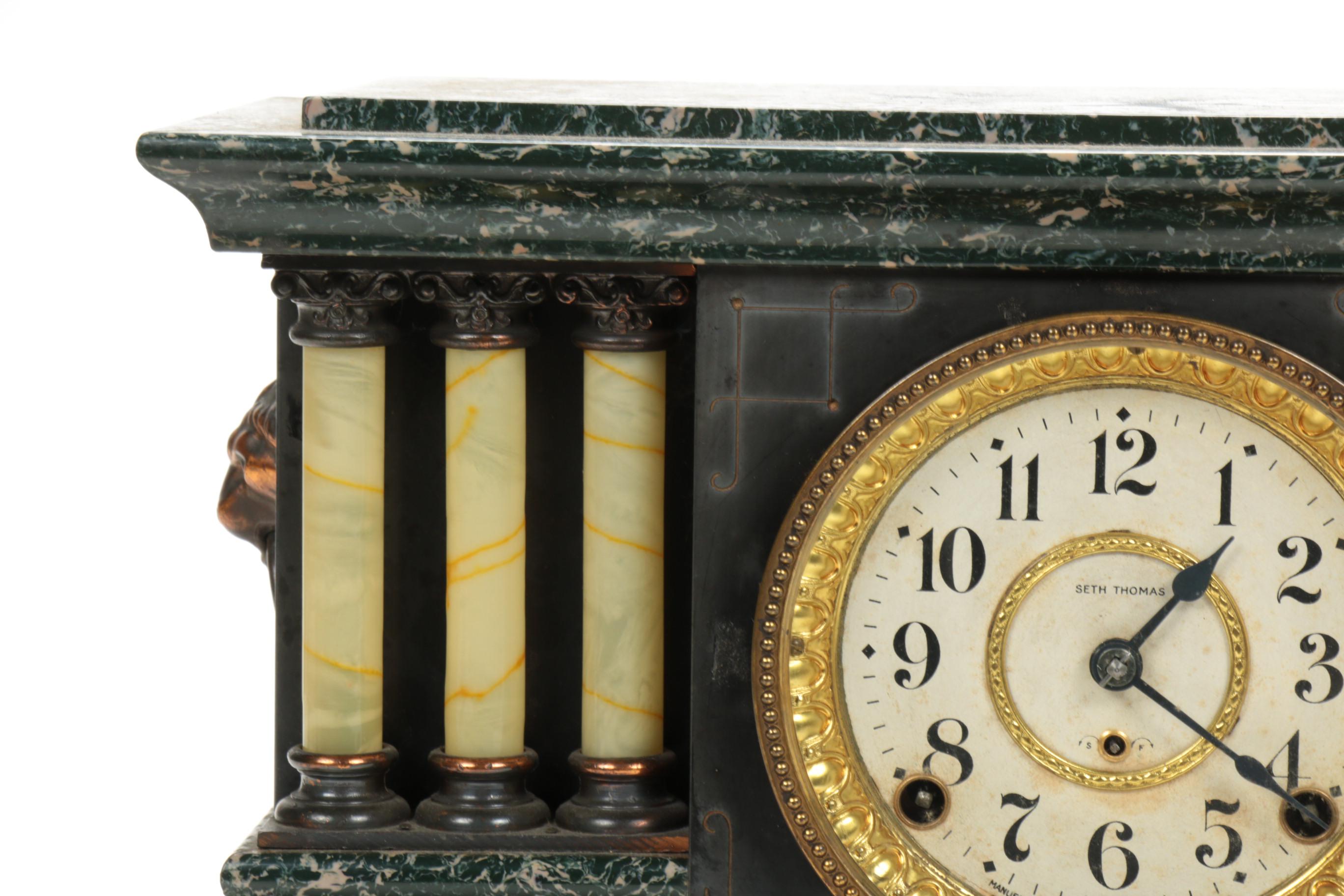 Seth Thomas Adamantine and Celluloid Mantel Clock, Late 19th-Early 20th Century