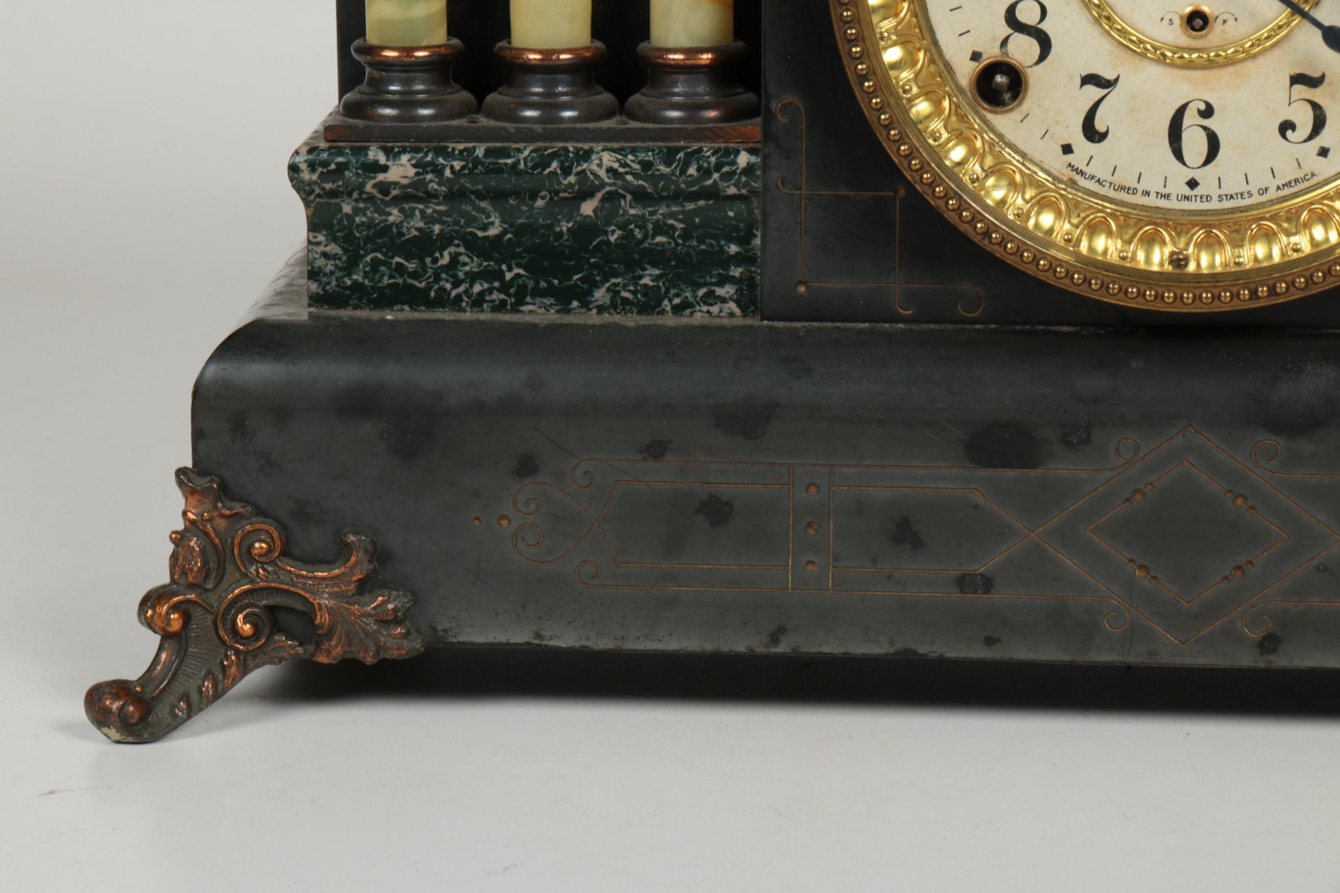 Seth Thomas Adamantine and Celluloid Mantel Clock, Late 19th-Early 20th Century