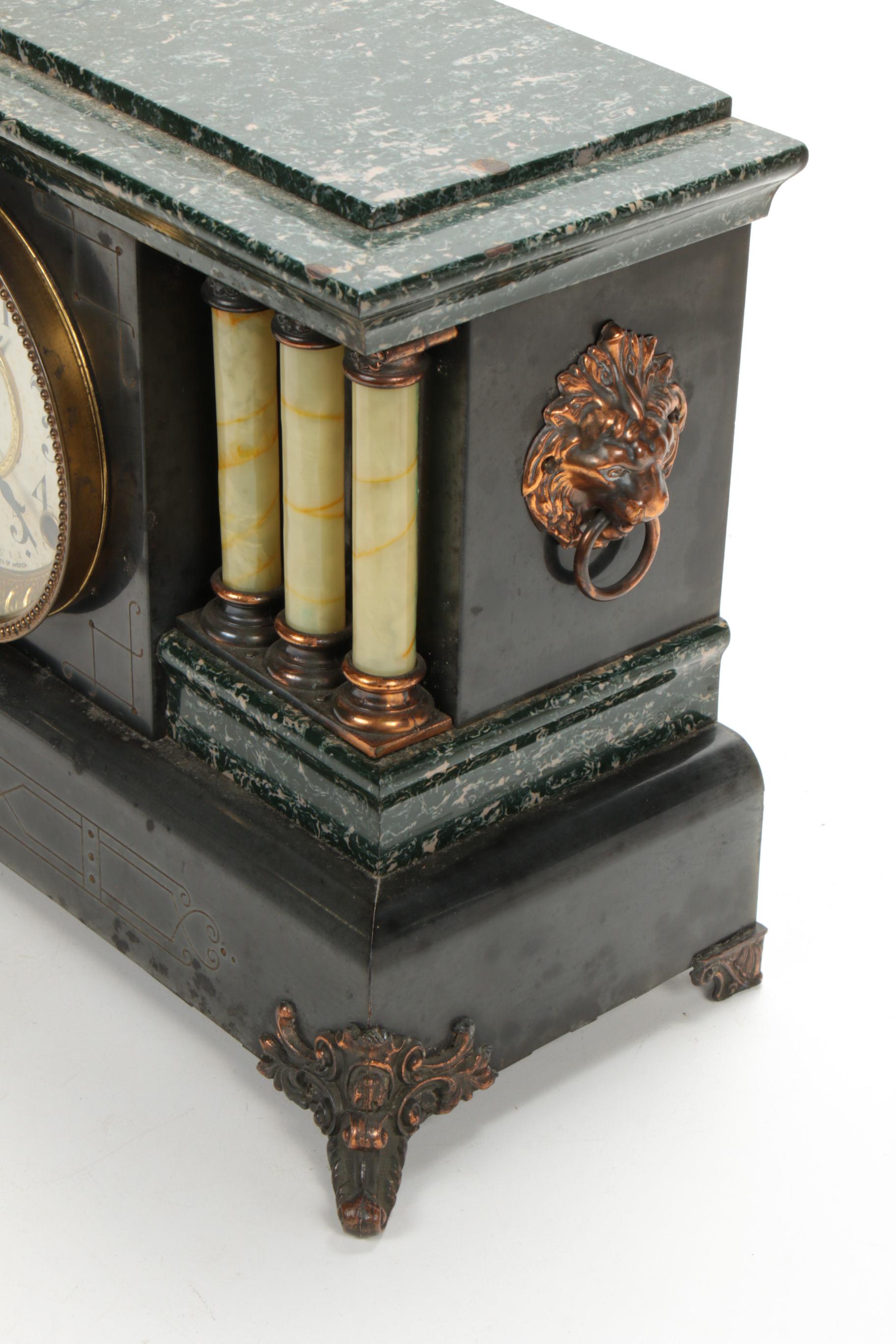 Seth Thomas Adamantine and Celluloid Mantel Clock, Late 19th-Early 20th Century