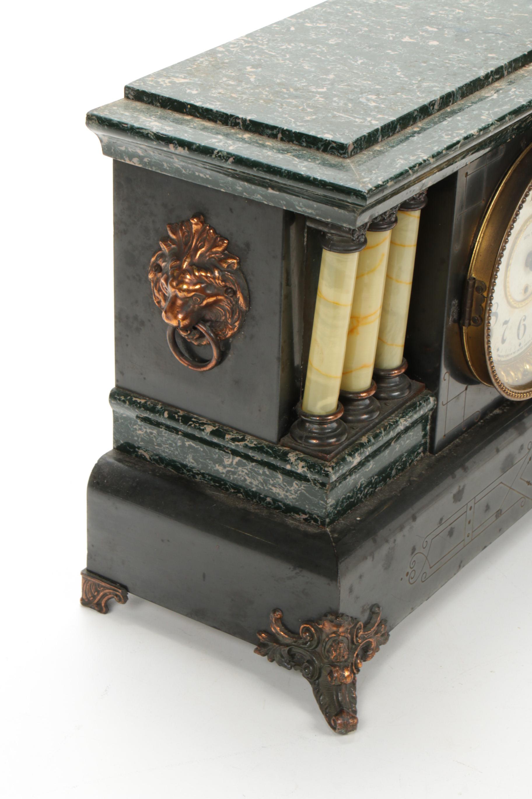 Seth Thomas Adamantine and Celluloid Mantel Clock, Late 19th-Early 20th Century