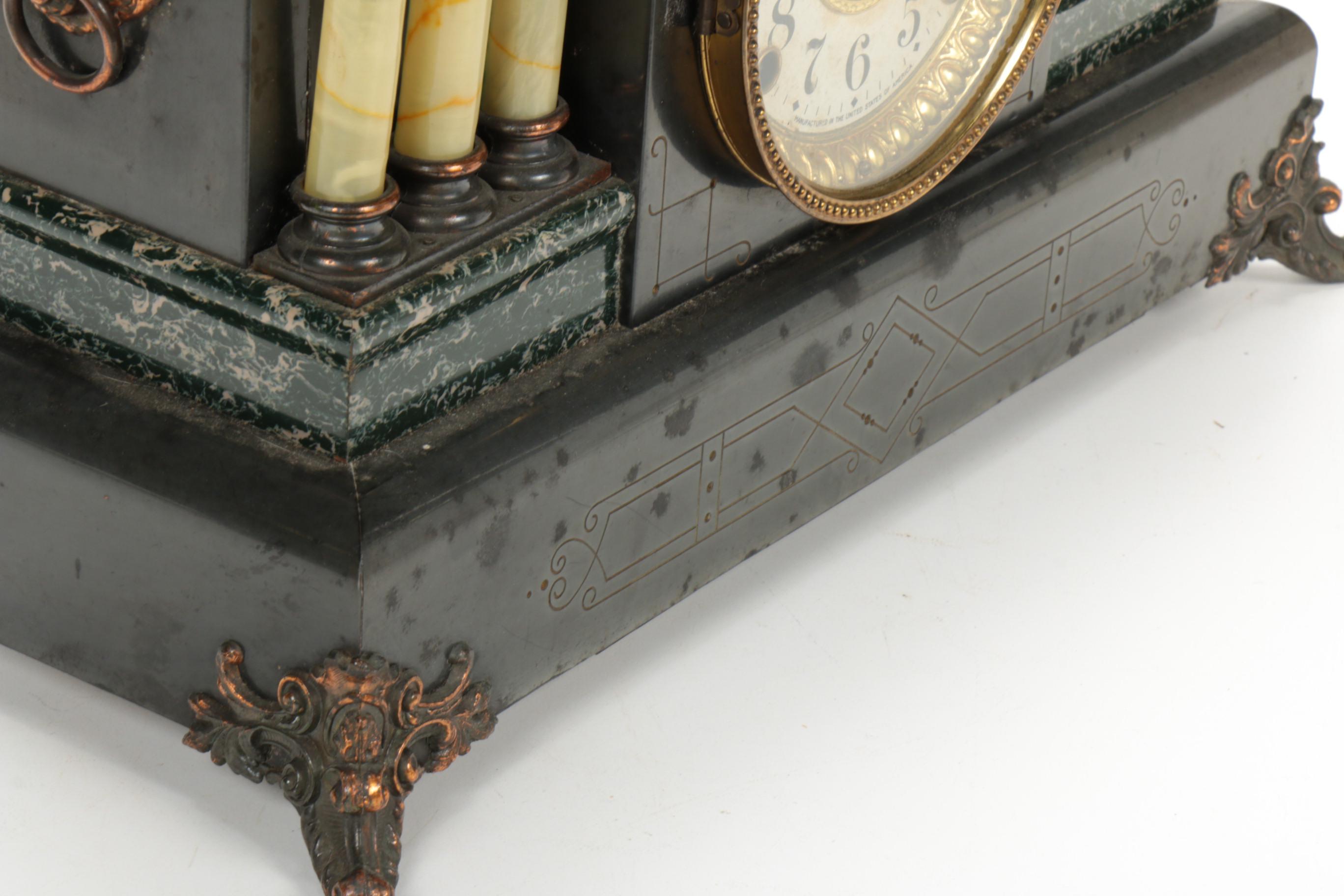 Seth Thomas Adamantine and Celluloid Mantel Clock, Late 19th-Early 20th Century