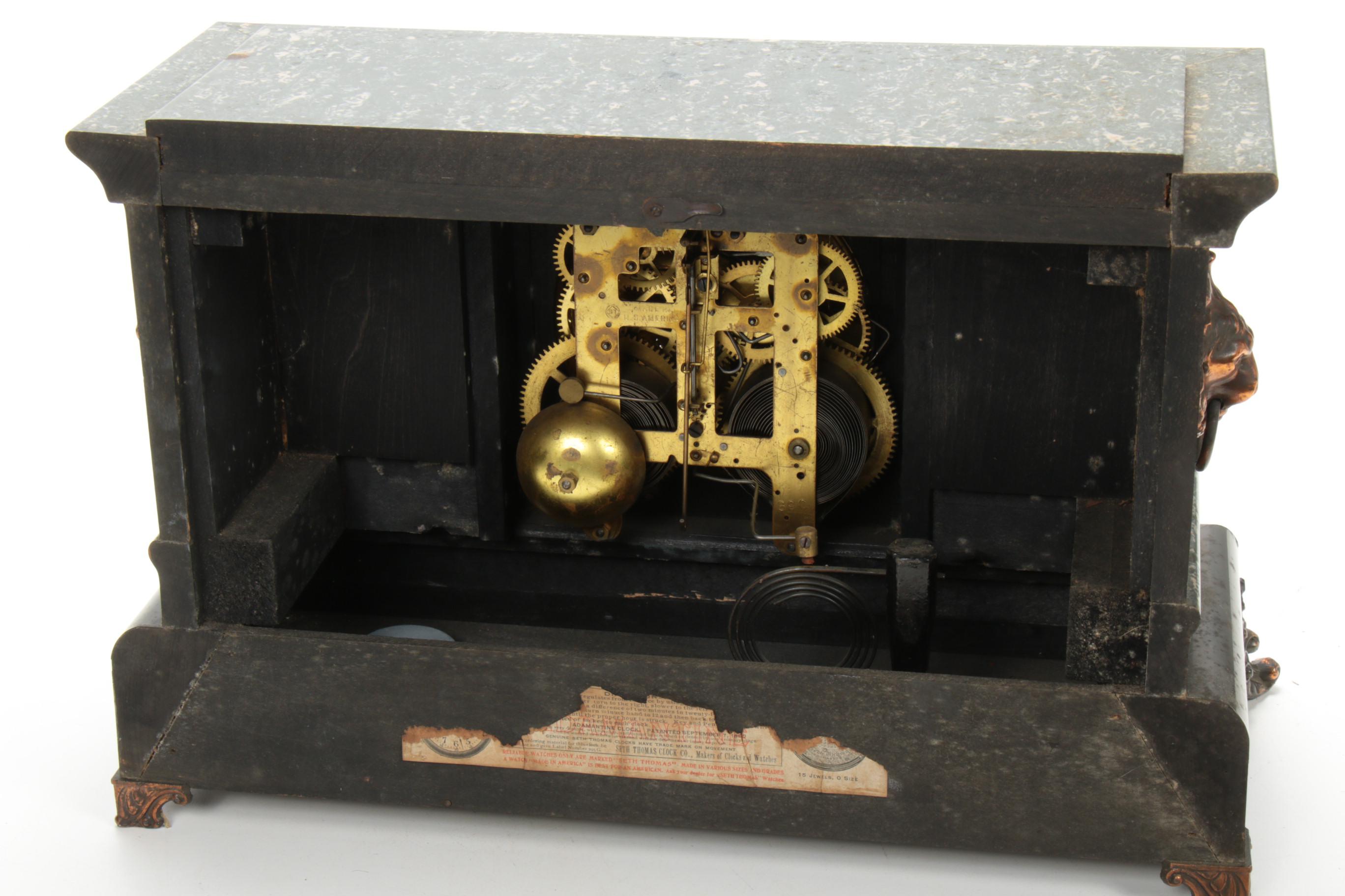 Seth Thomas Adamantine and Celluloid Mantel Clock, Late 19th-Early 20th Century