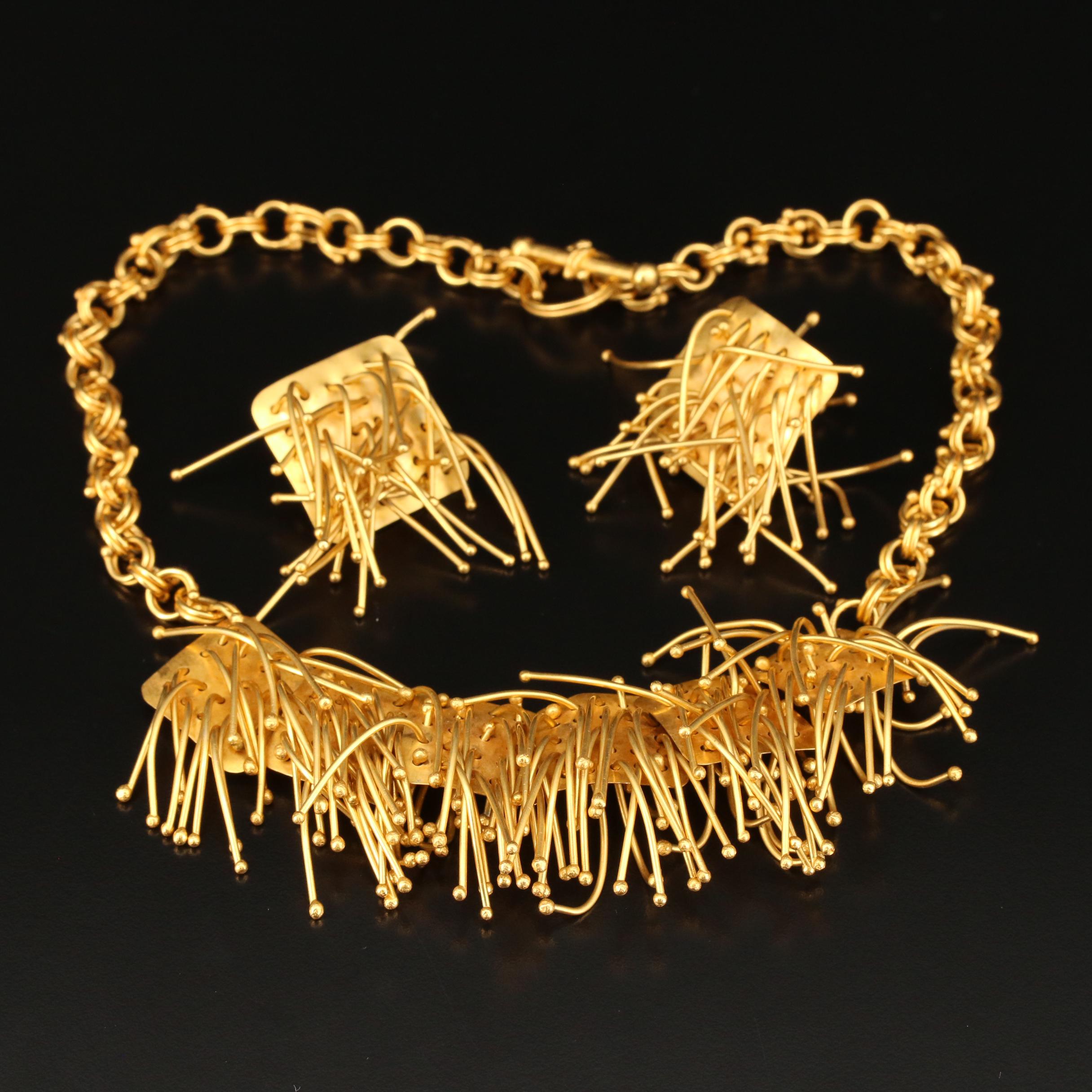 Izabel Lam Modernist "Willow" Necklace and Clip-On Earrings Set