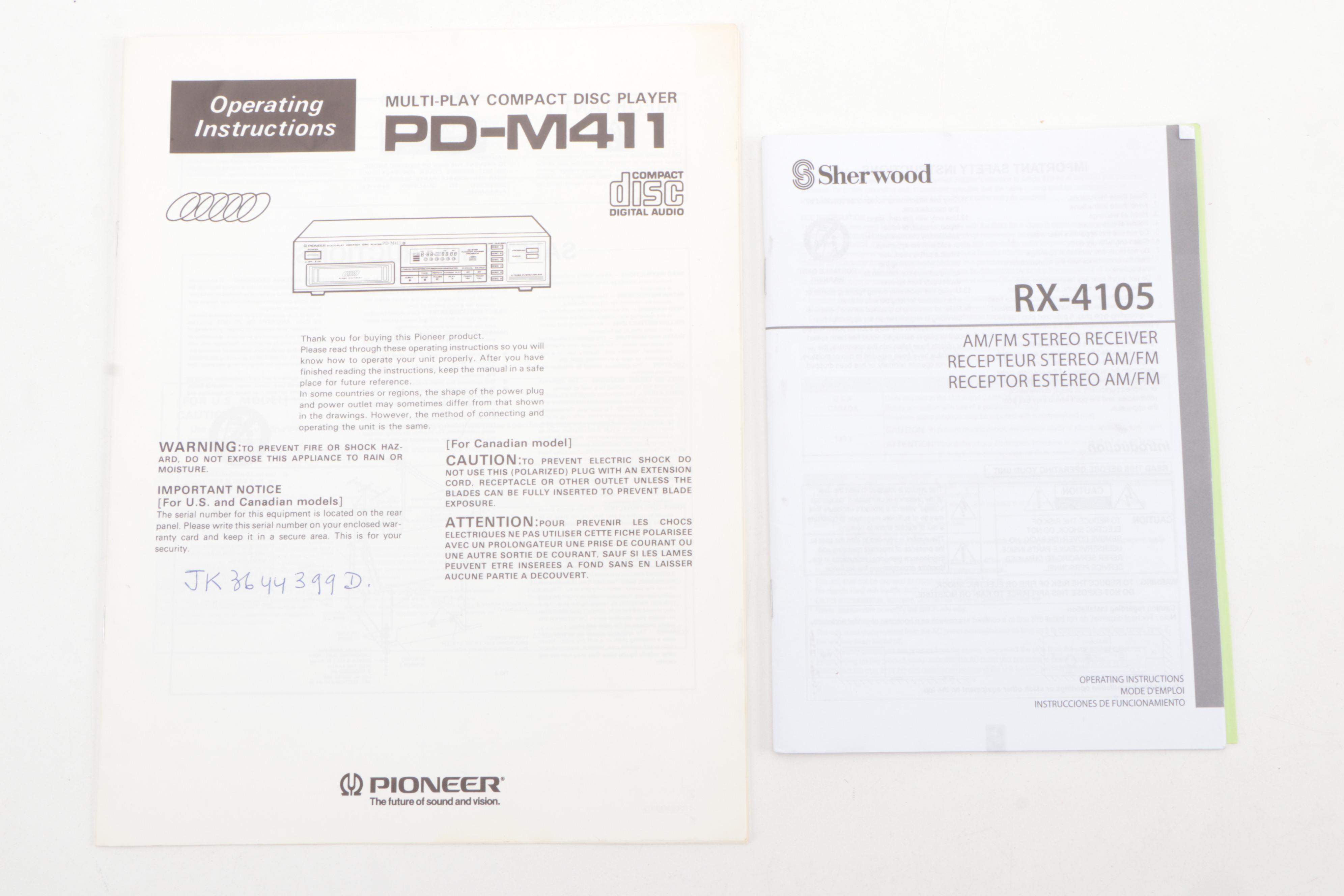 Sherwood Stereo Receiver with Pioneer Multi-Play Compact Disc Player and CDs