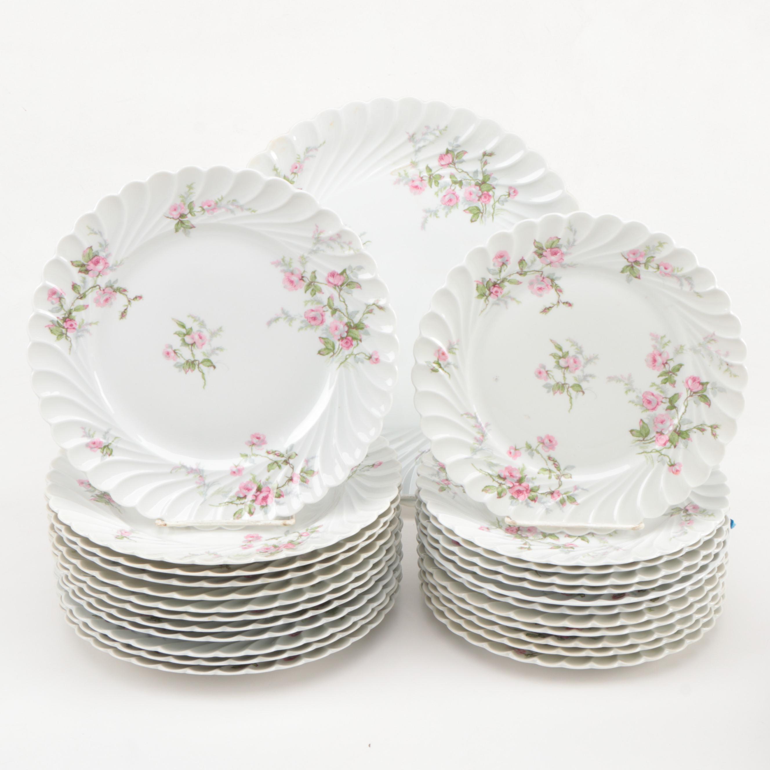 Haviland Limoges Pink Roses Porcelain Dinnerware, Early to Mid 20th Century