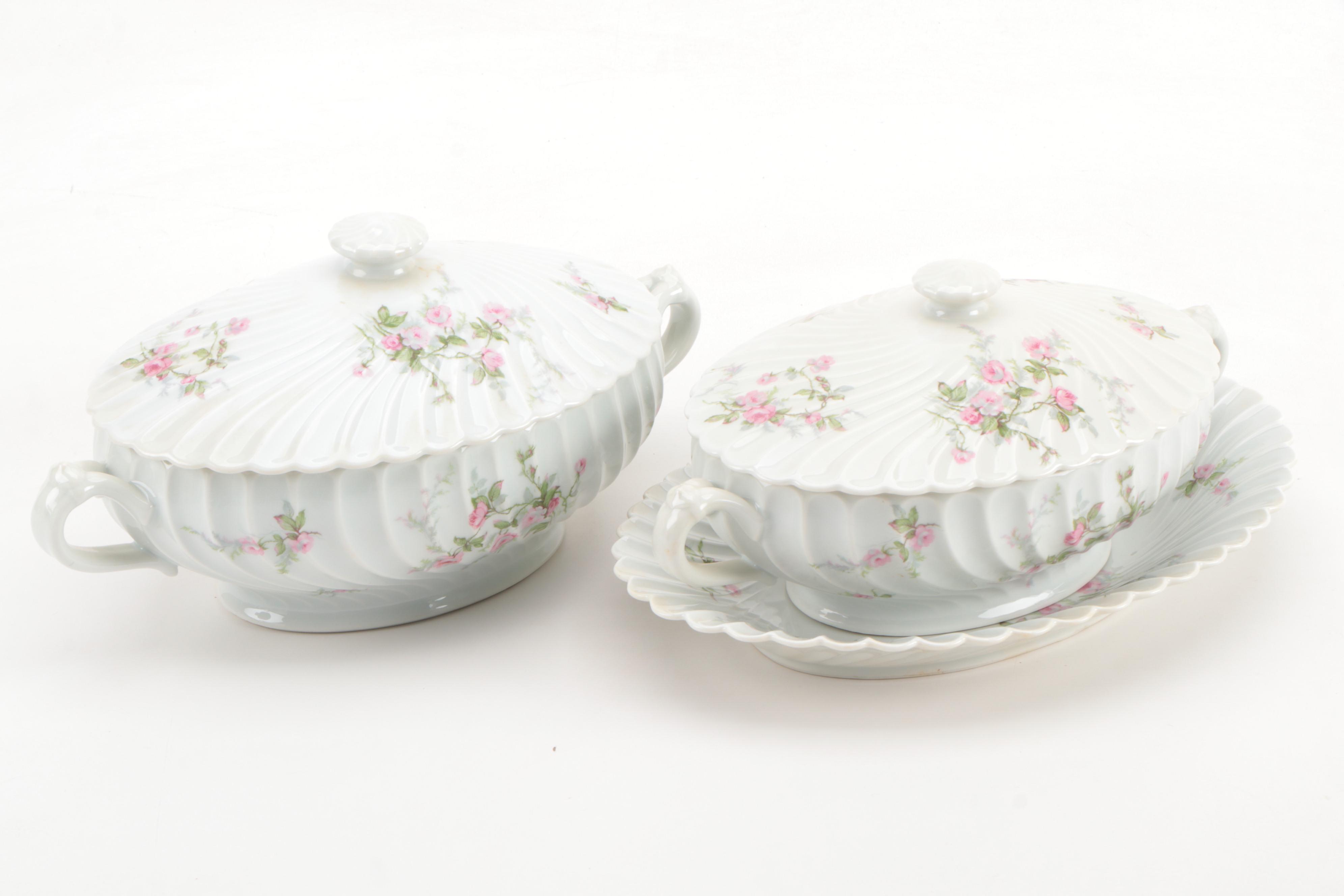 Haviland Limoges Pink Roses Porcelain Dinnerware, Early to Mid 20th Century