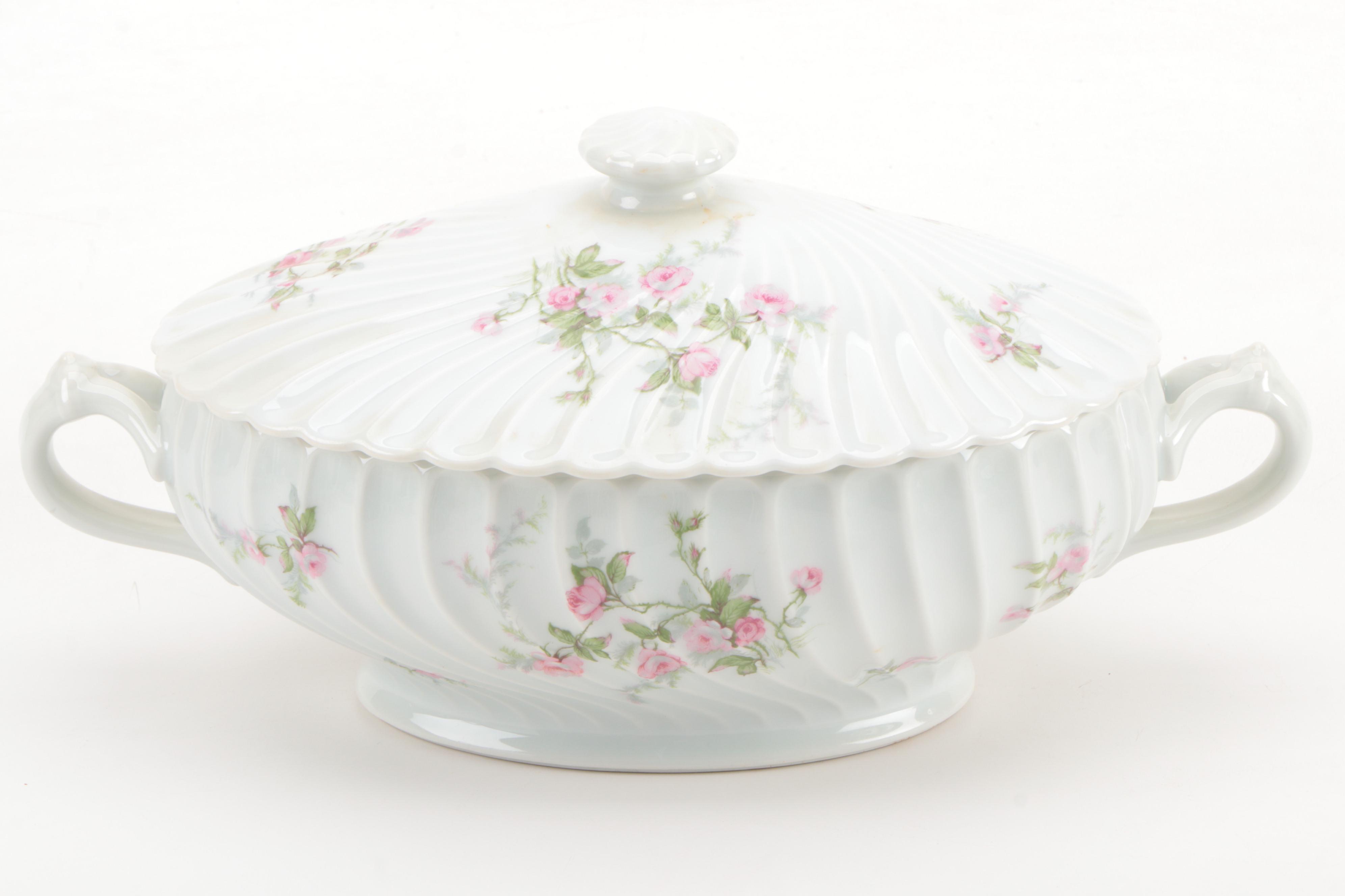 Haviland Limoges Pink Roses Porcelain Dinnerware, Early to Mid 20th Century