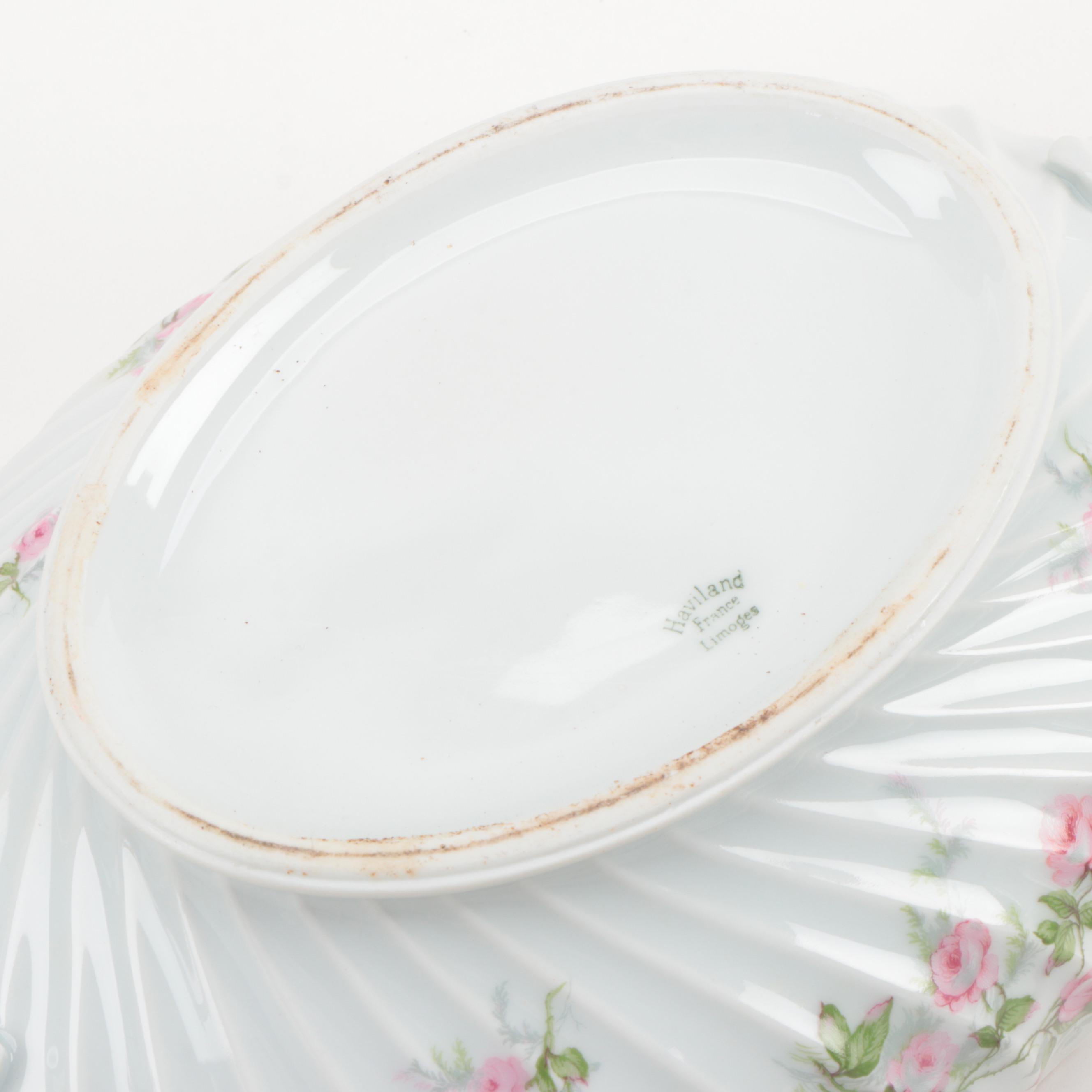 Haviland Limoges Pink Roses Porcelain Dinnerware, Early to Mid 20th Century