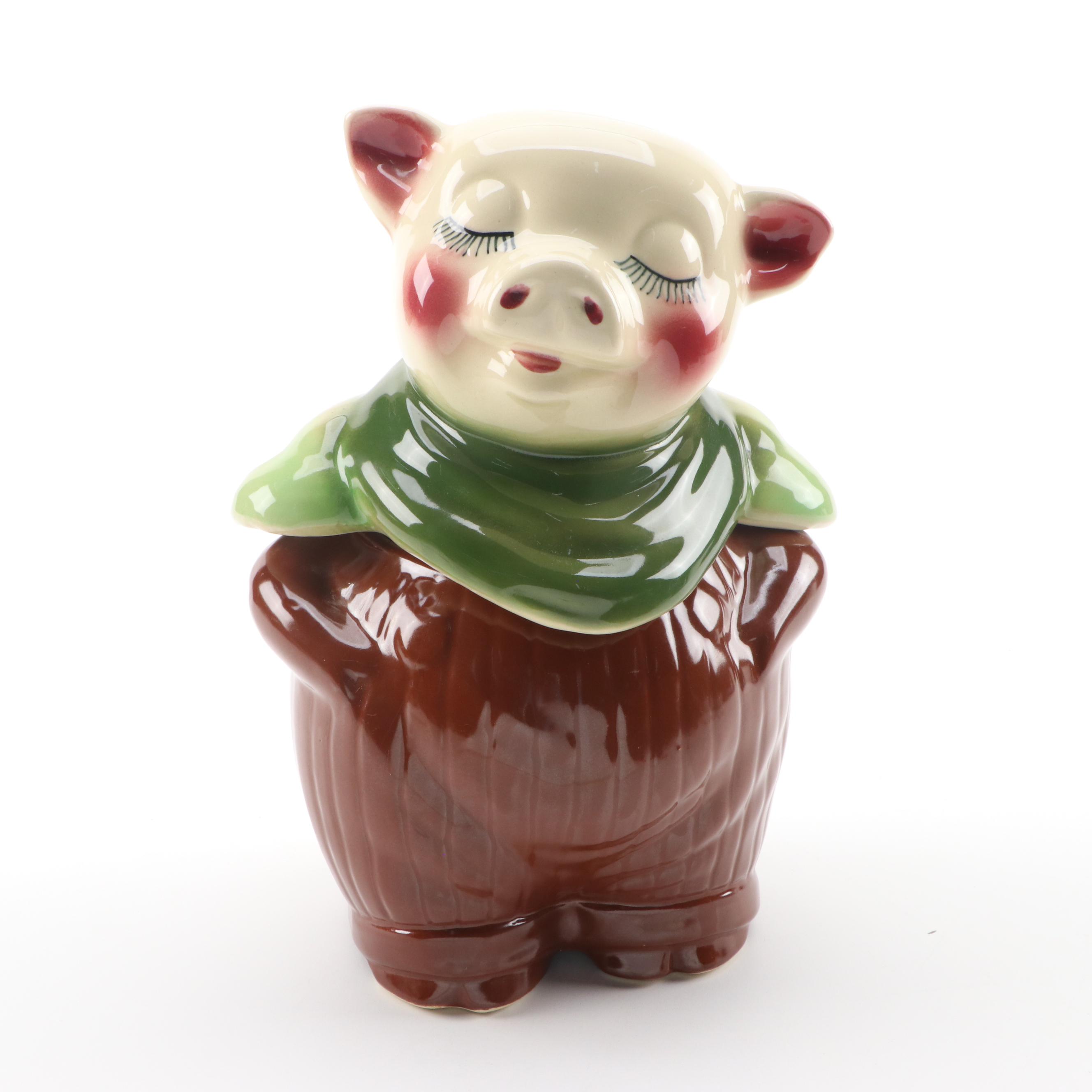 Shawnee Pottery "Smiley Pig" Bank Head Cookie Jar, 1940s