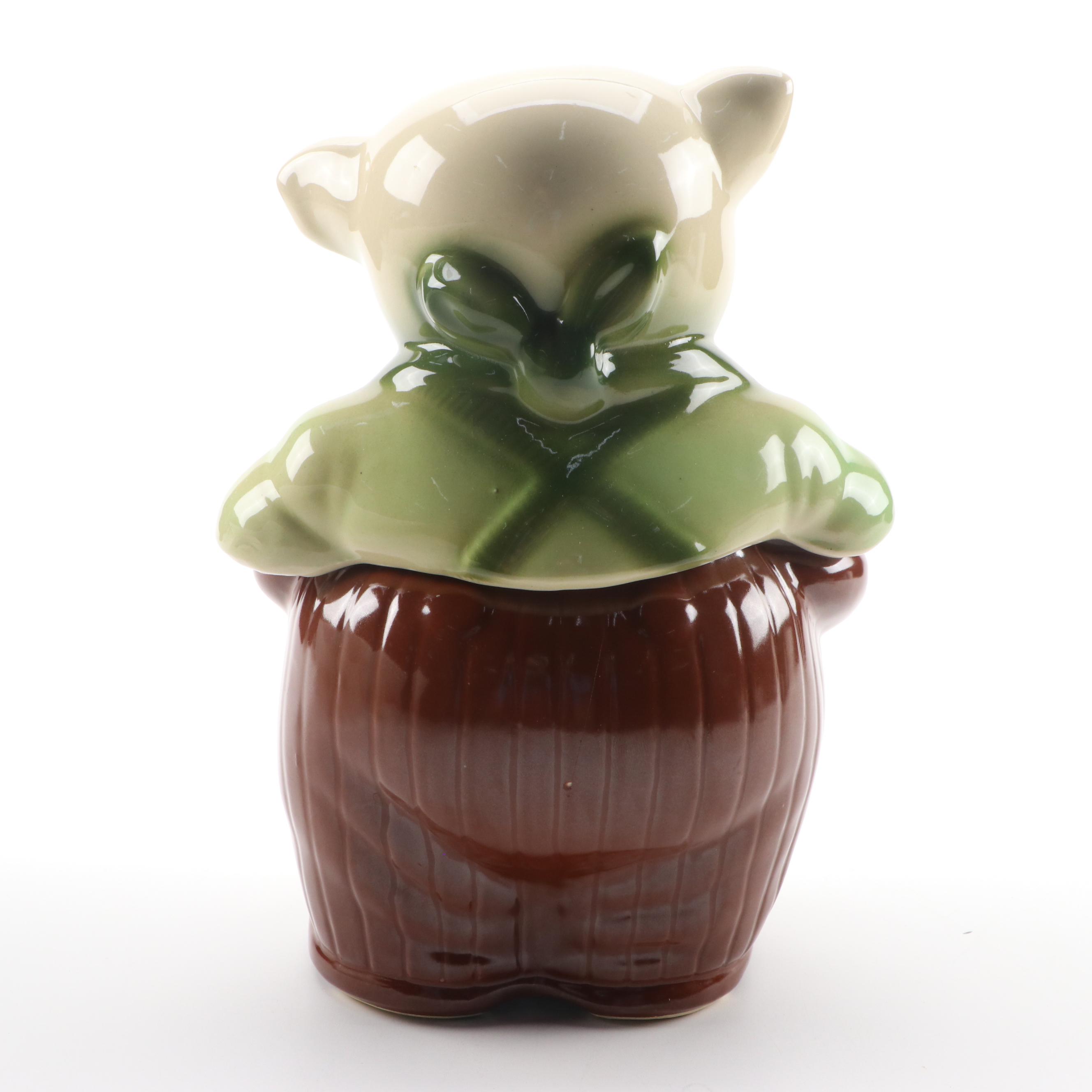Shawnee Pottery "Smiley Pig" Bank Head Cookie Jar, 1940s