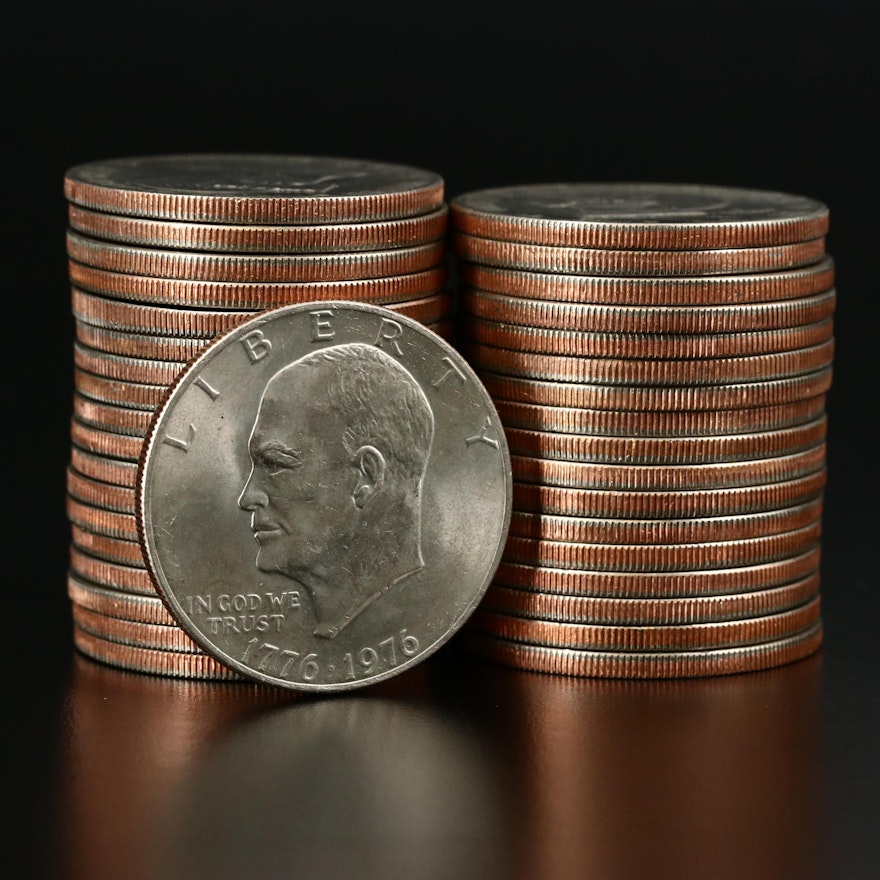 Thirty-Six Clad Eisenhower Bicentennial Dollars