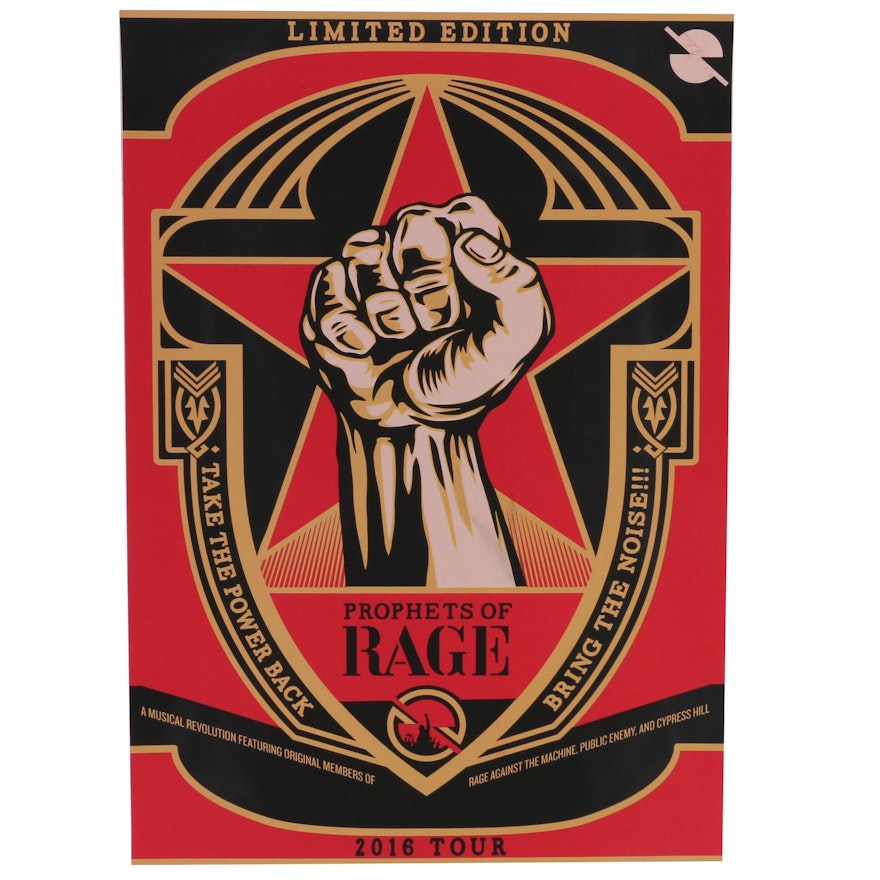 Serigraph after Shepard Fairey of Prophets of Rage 2016 Tour Poster