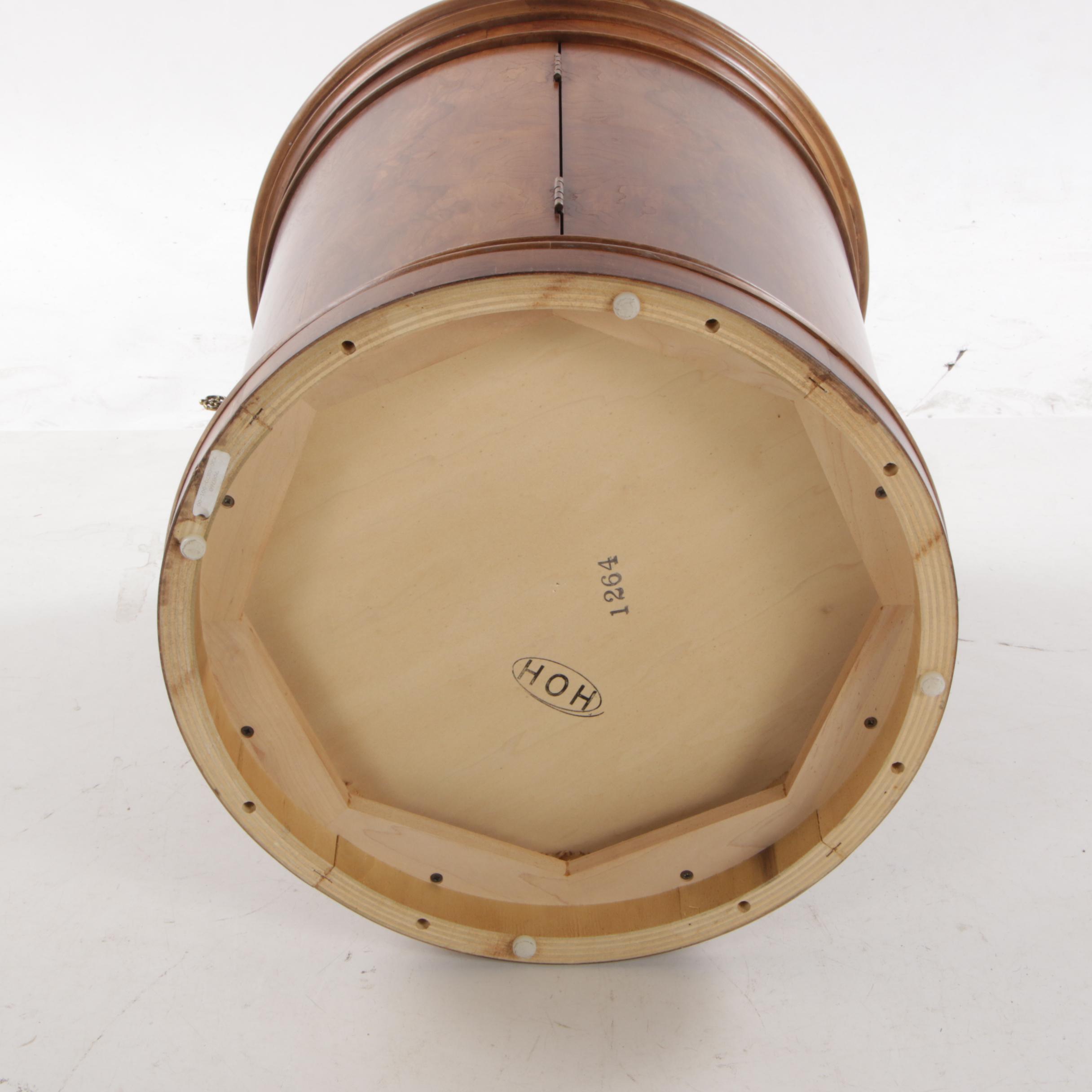 Henredon Charles X Burl Wood Drum Cabinet Side Tables
