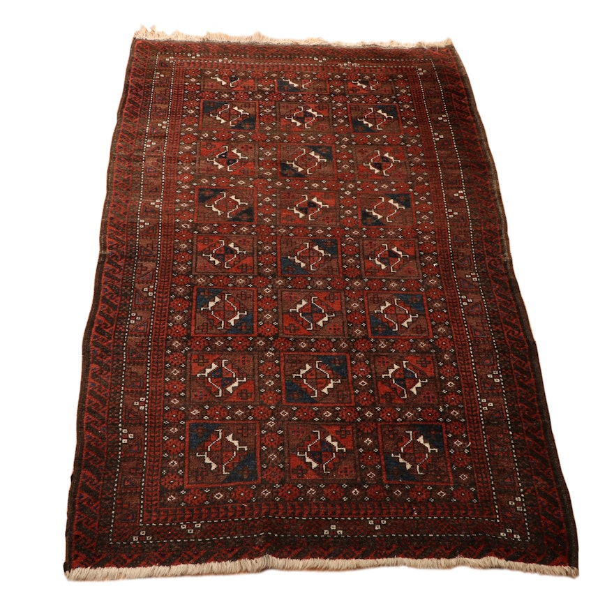 3'9 x 6'10 Hand-Knotted Persian Wool Area Rug. Mid-20th Century