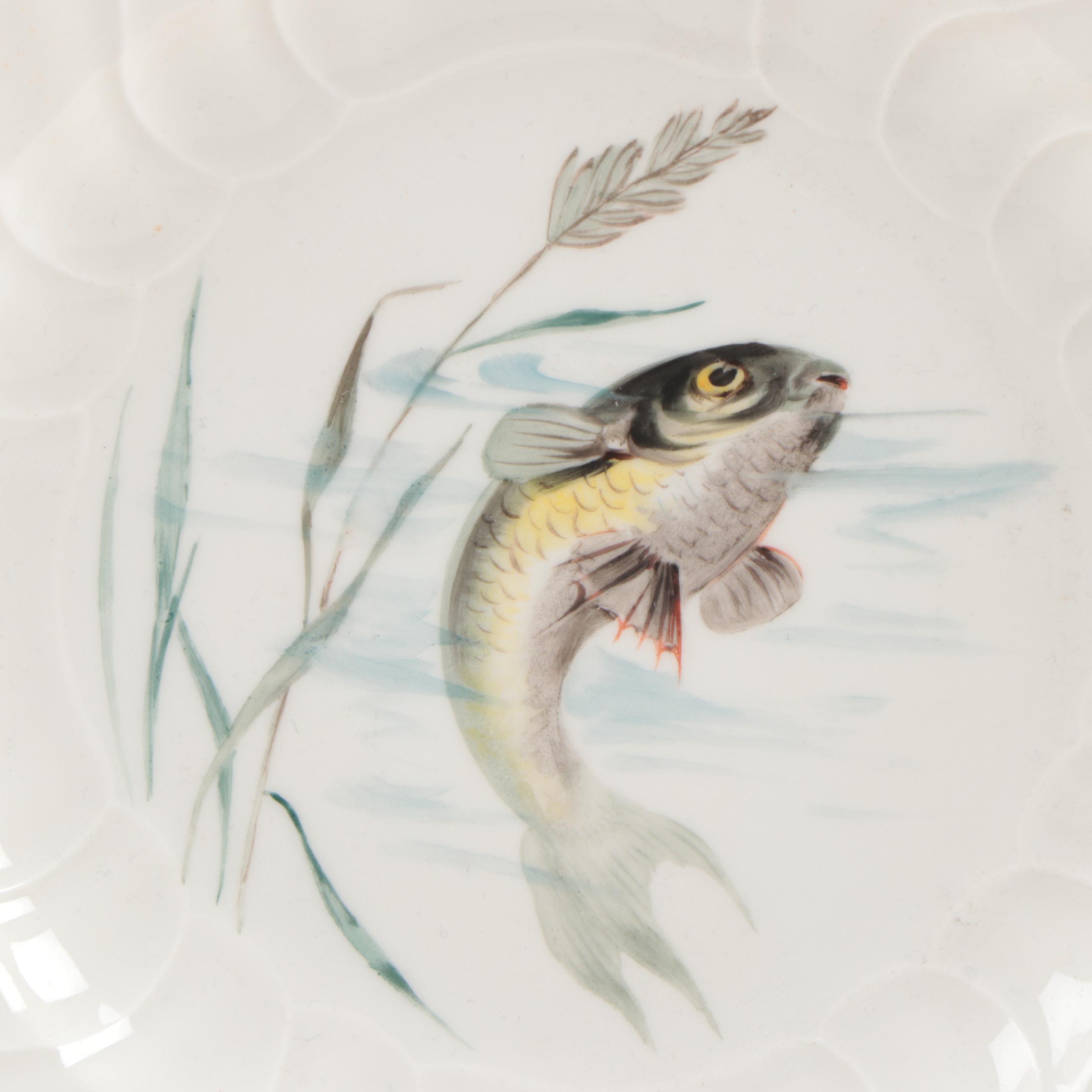 KPM Hand-Painted Porcelain Fish Dinner Plates, Early 20th Century