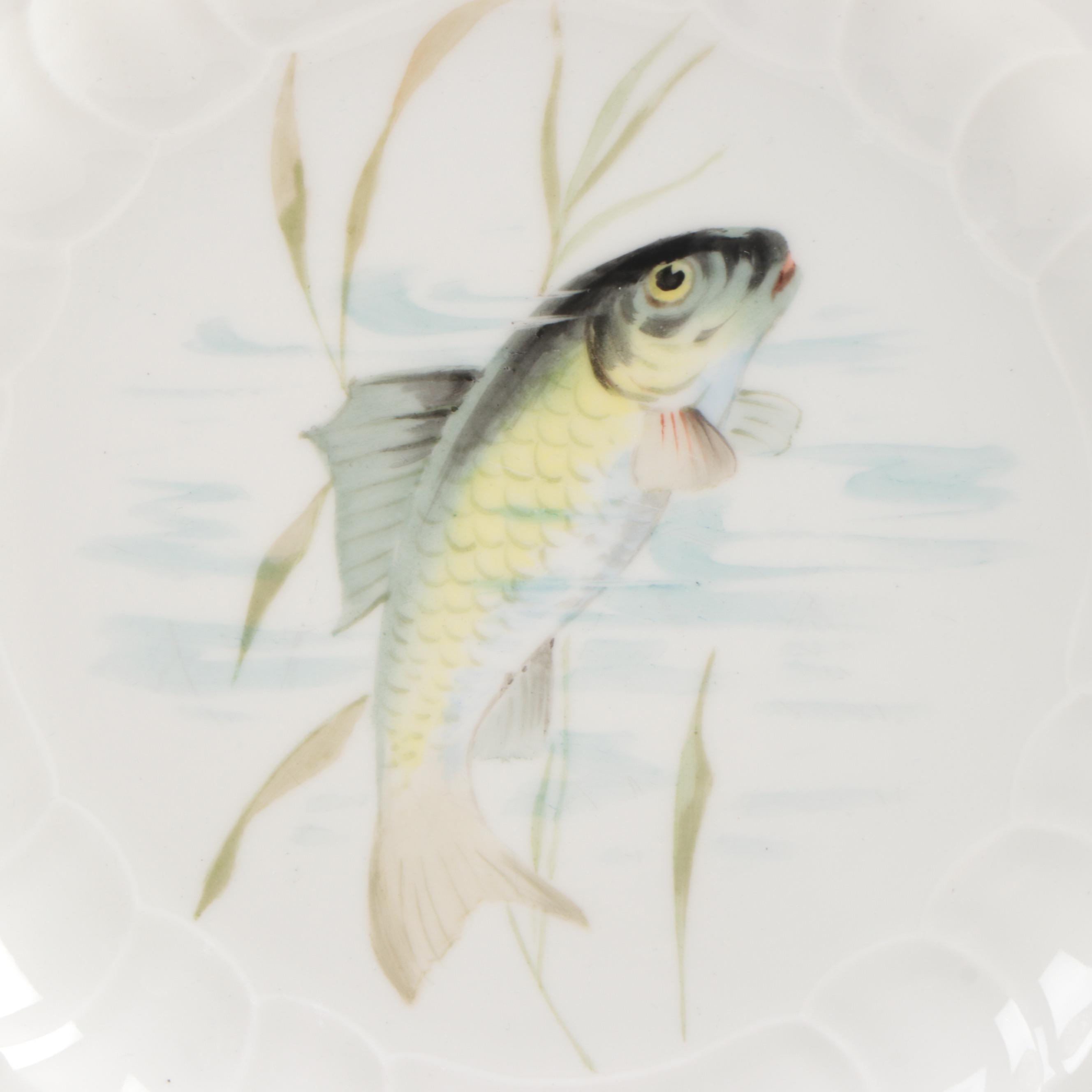 KPM Hand-Painted Porcelain Fish Dinner Plates, Early 20th Century