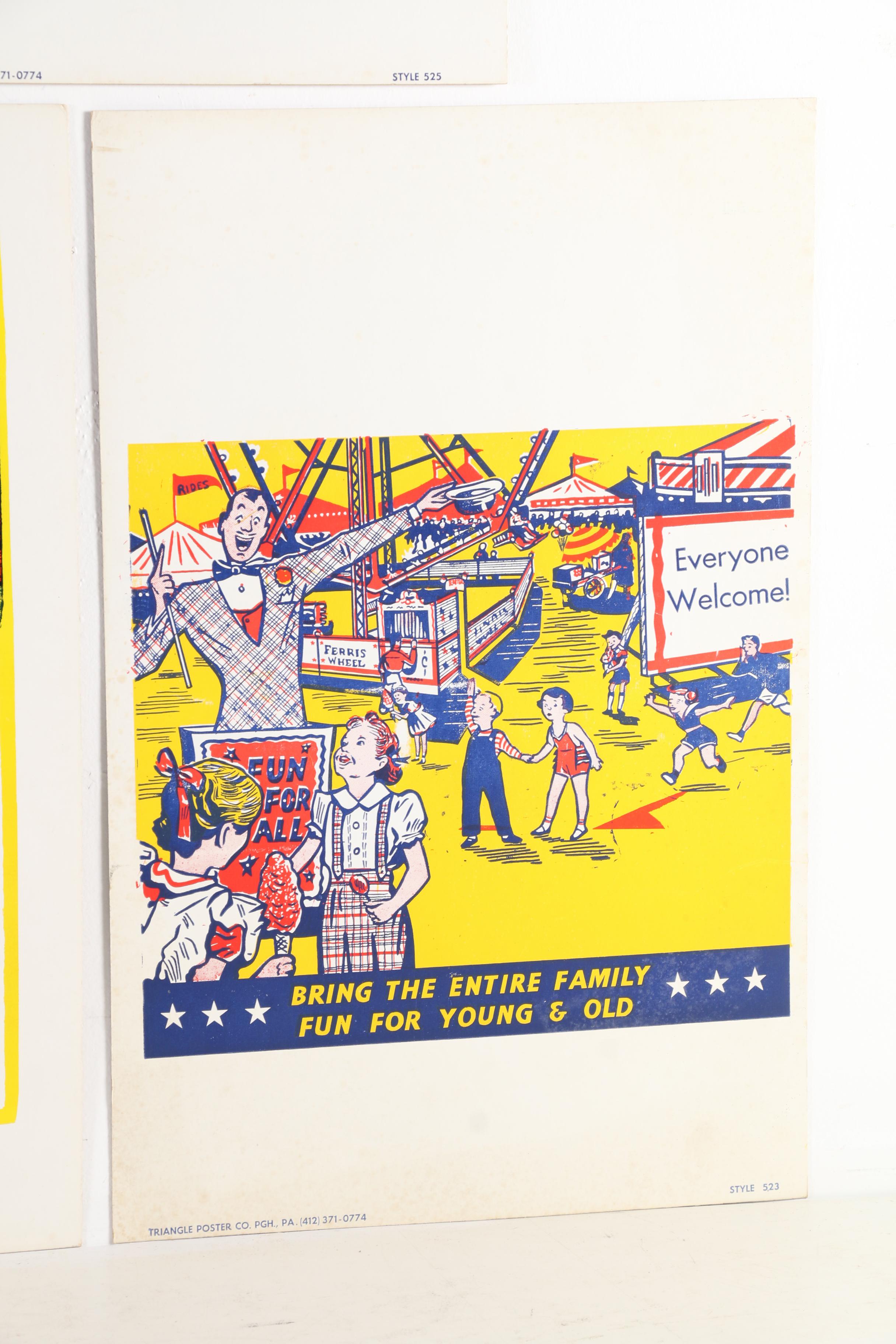 Triangle Poster Co. Serigraph Circus and Fair Advertisements, 1950s
