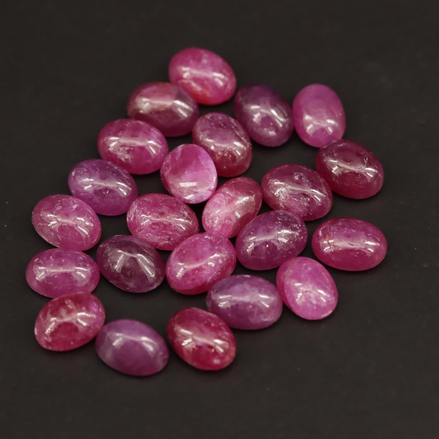 Loose 32.65 CTW Oval Ruby Cabochons