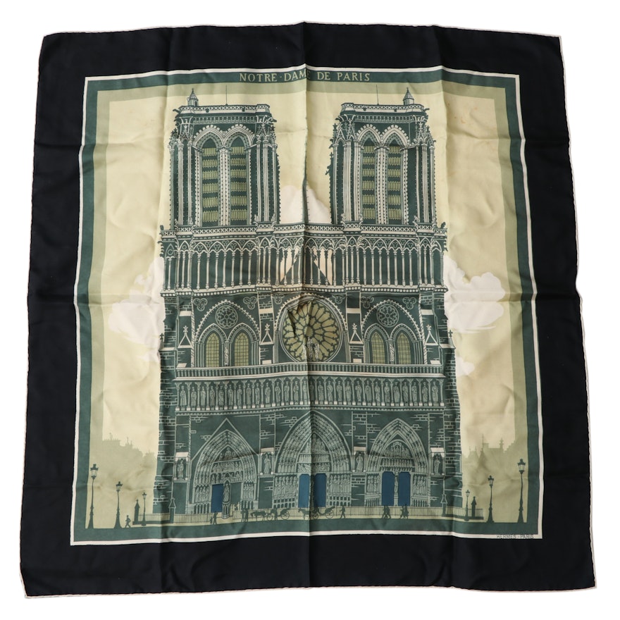 Hermès "Notre-Dame De Paris" Silk Twill Scarf, Vintage