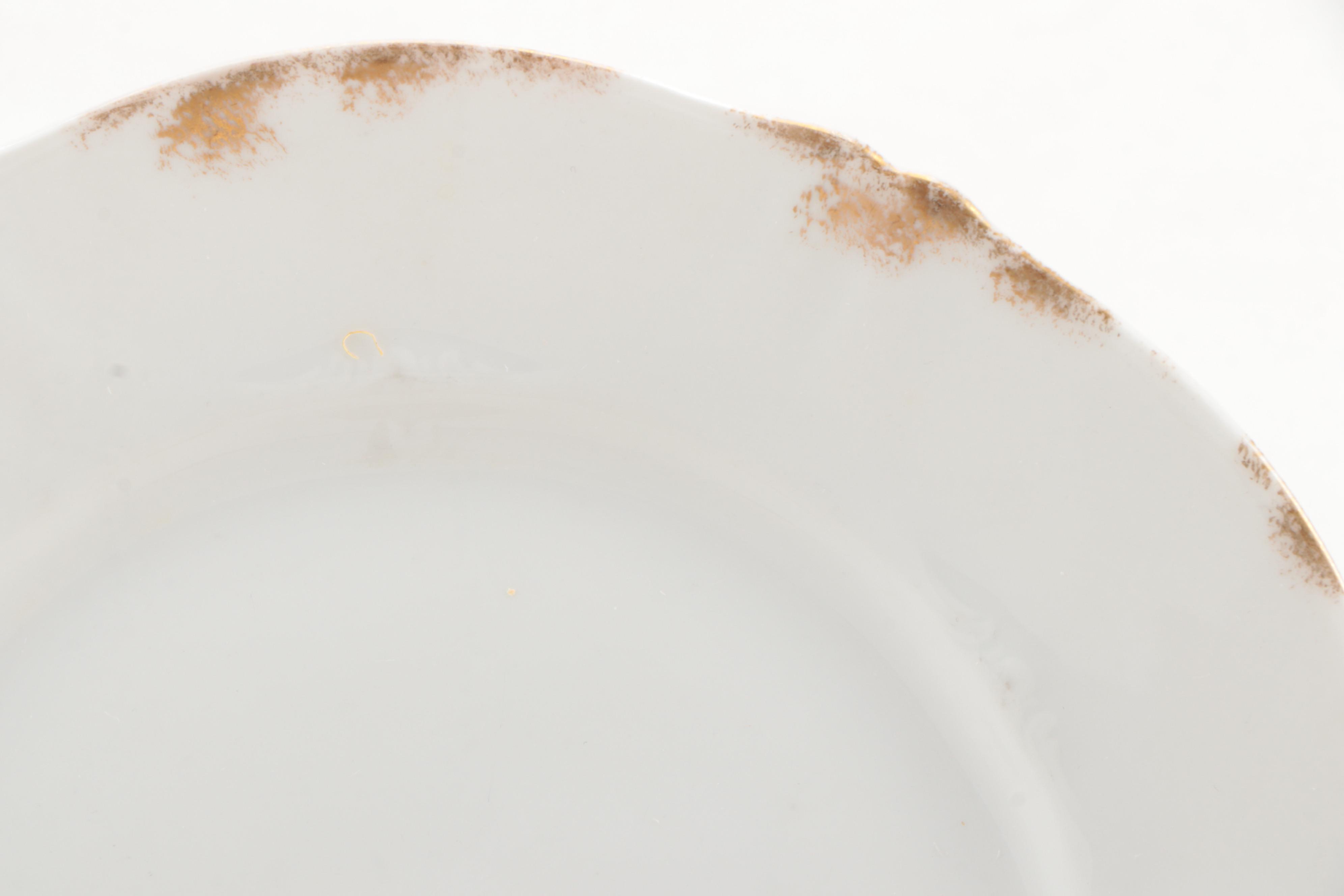 Haviland Limoges Porcelain Plates and Hand-Painted Porcelain Floral Bowls