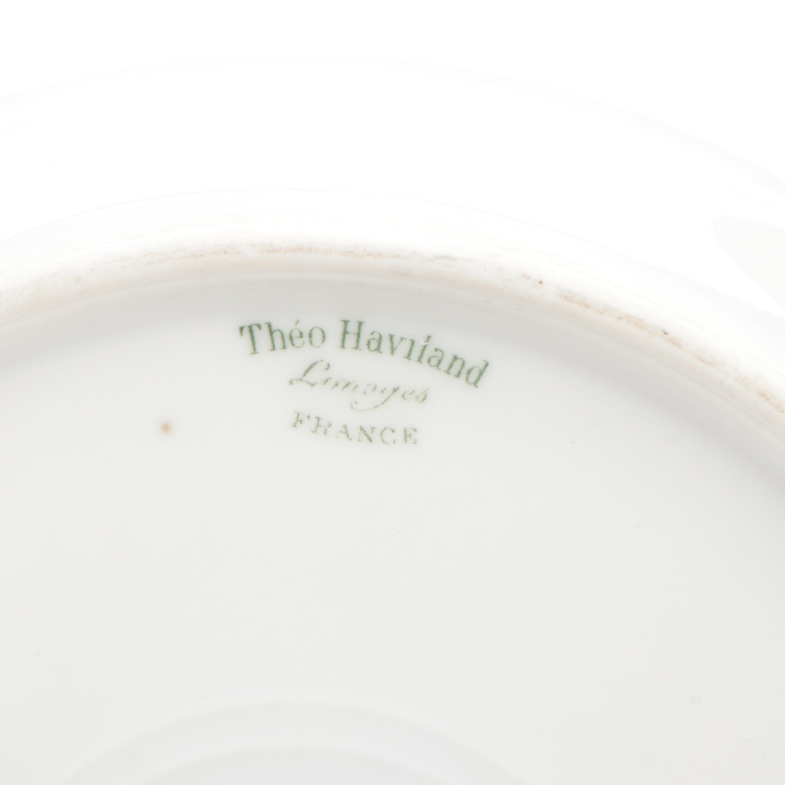 Haviland Limoges Porcelain Plates and Hand-Painted Porcelain Floral Bowls