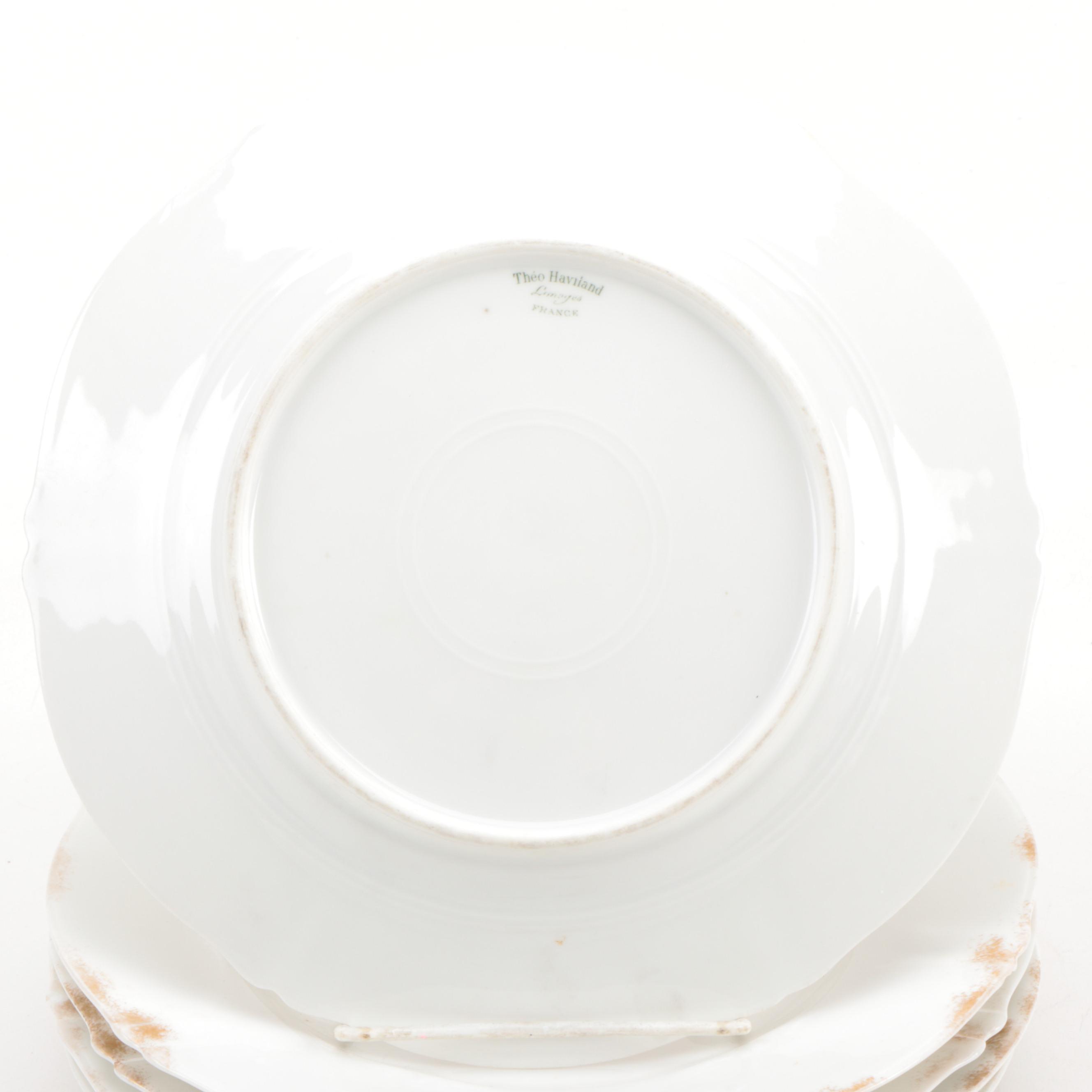 Haviland Limoges Porcelain Plates and Hand-Painted Porcelain Floral Bowls