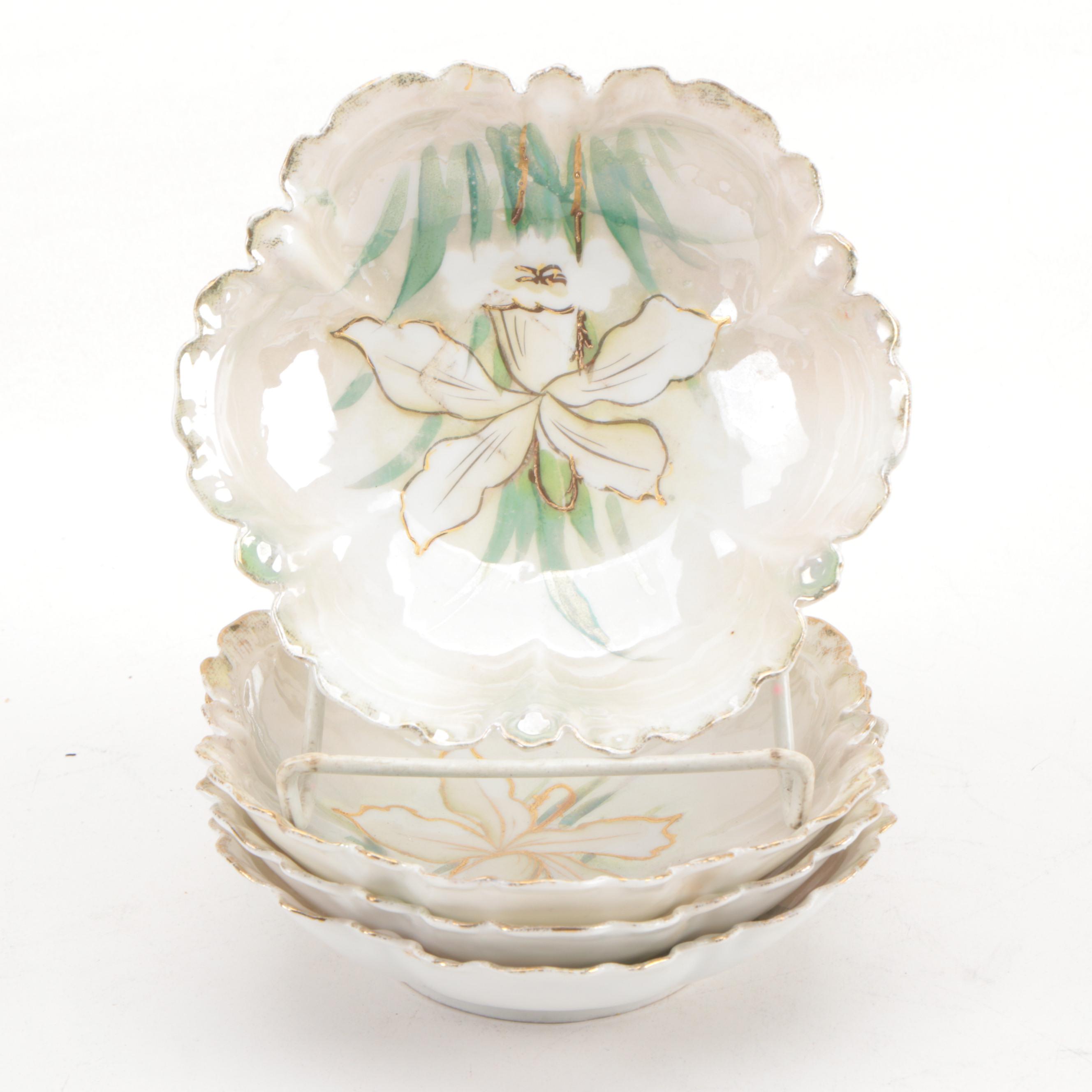 Haviland Limoges Porcelain Plates and Hand-Painted Porcelain Floral Bowls