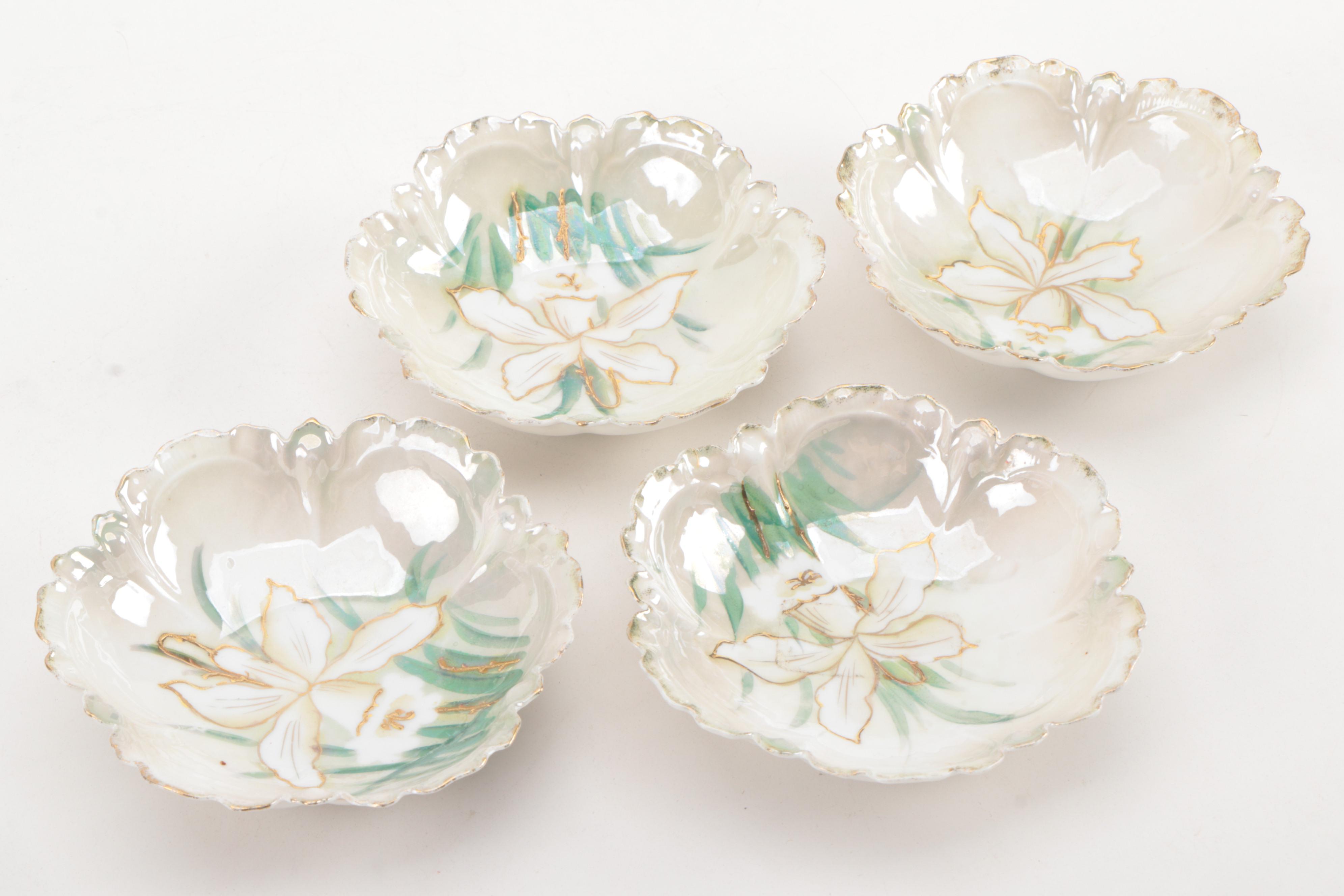 Haviland Limoges Porcelain Plates and Hand-Painted Porcelain Floral Bowls