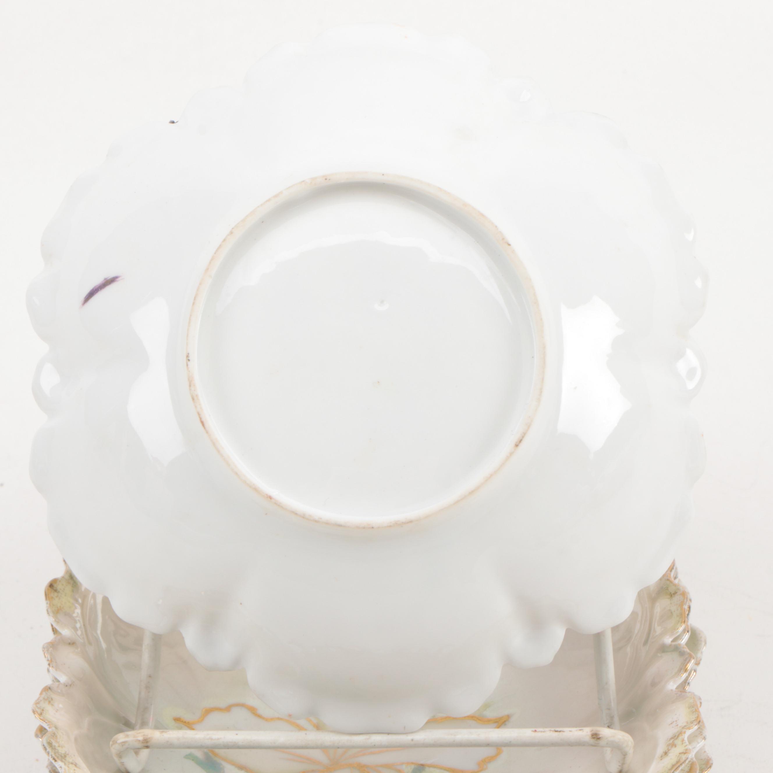 Haviland Limoges Porcelain Plates and Hand-Painted Porcelain Floral Bowls