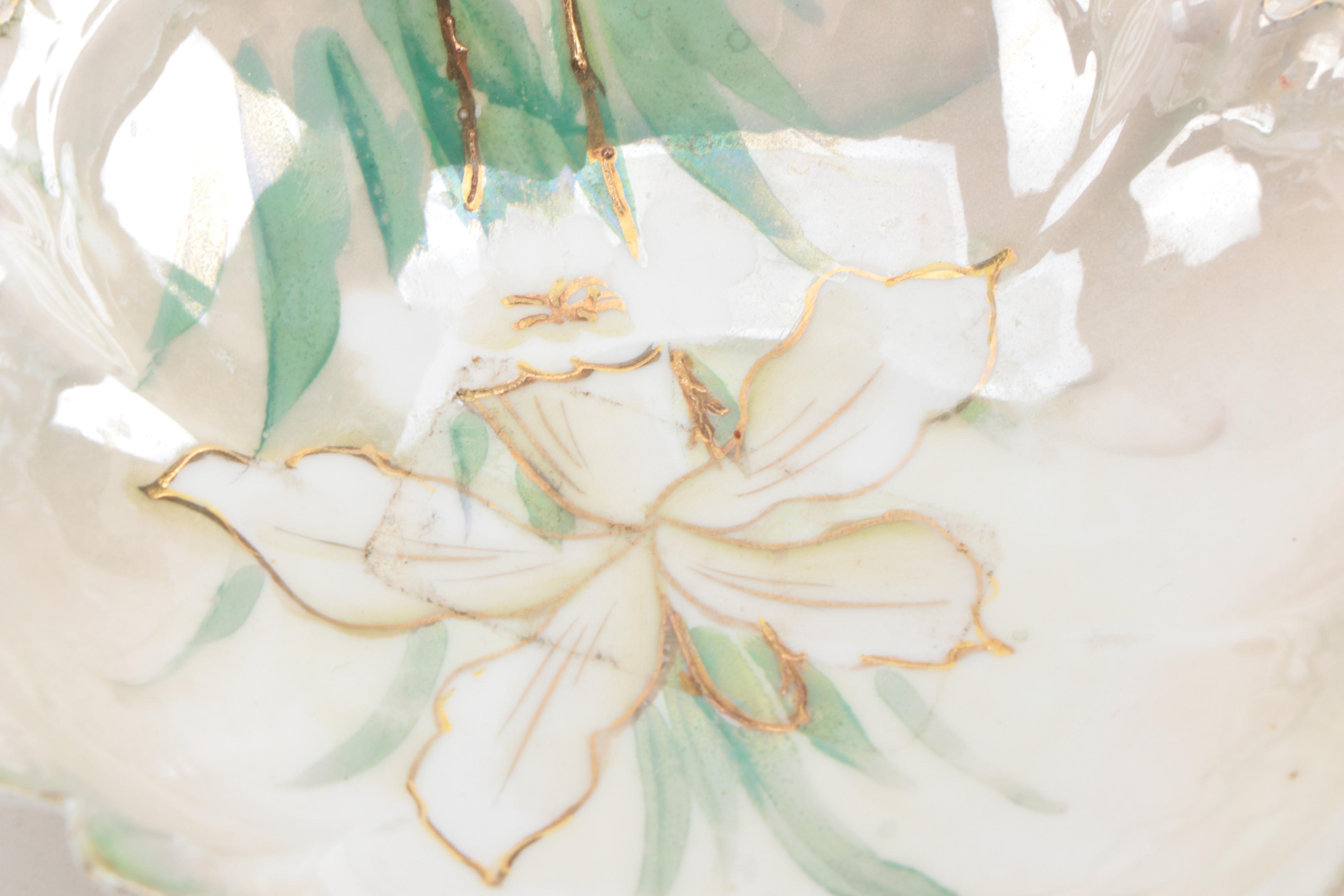 Haviland Limoges Porcelain Plates and Hand-Painted Porcelain Floral Bowls