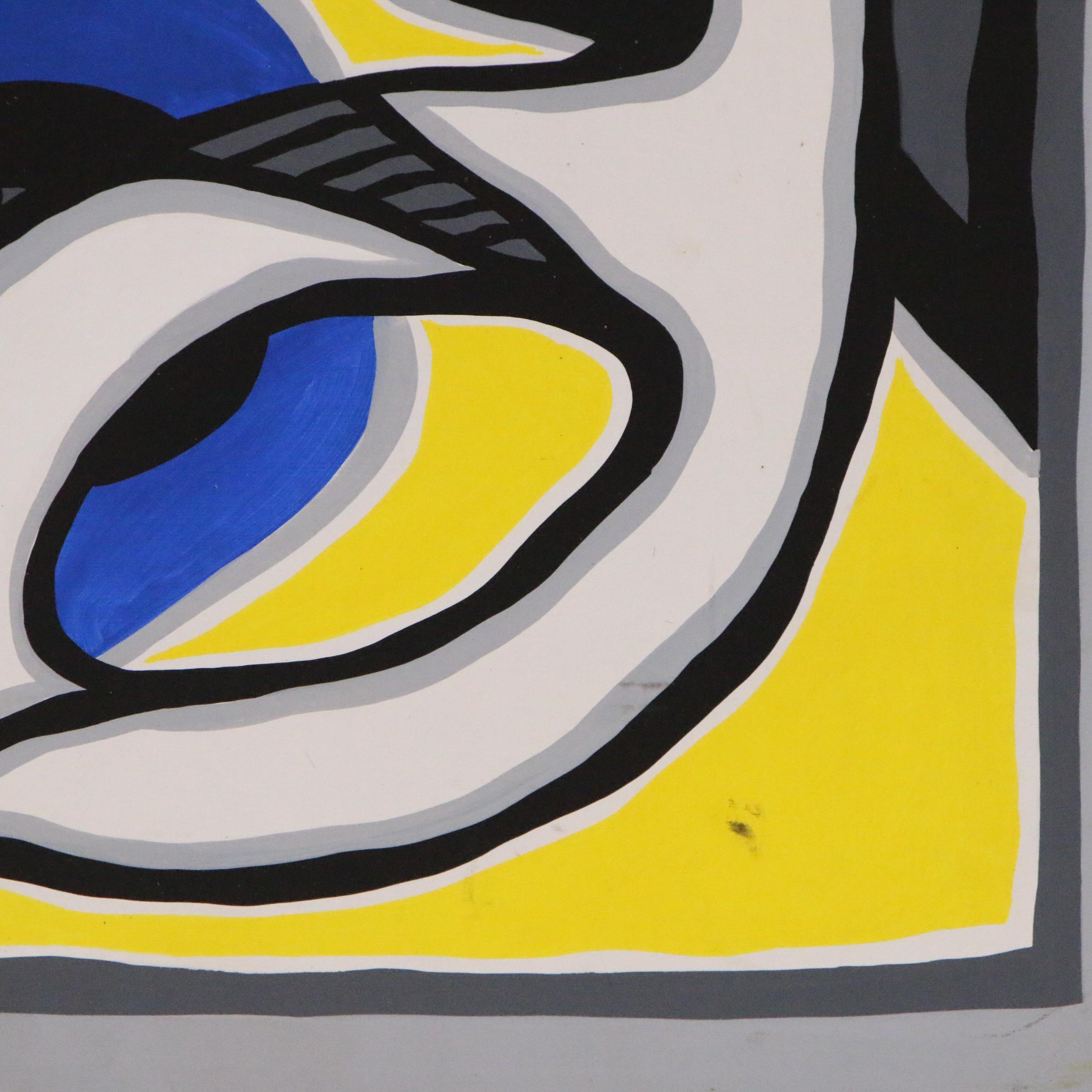 Achillo "Achi" Sullo Abstract Organic Form Acrylic Painting, circa 1968