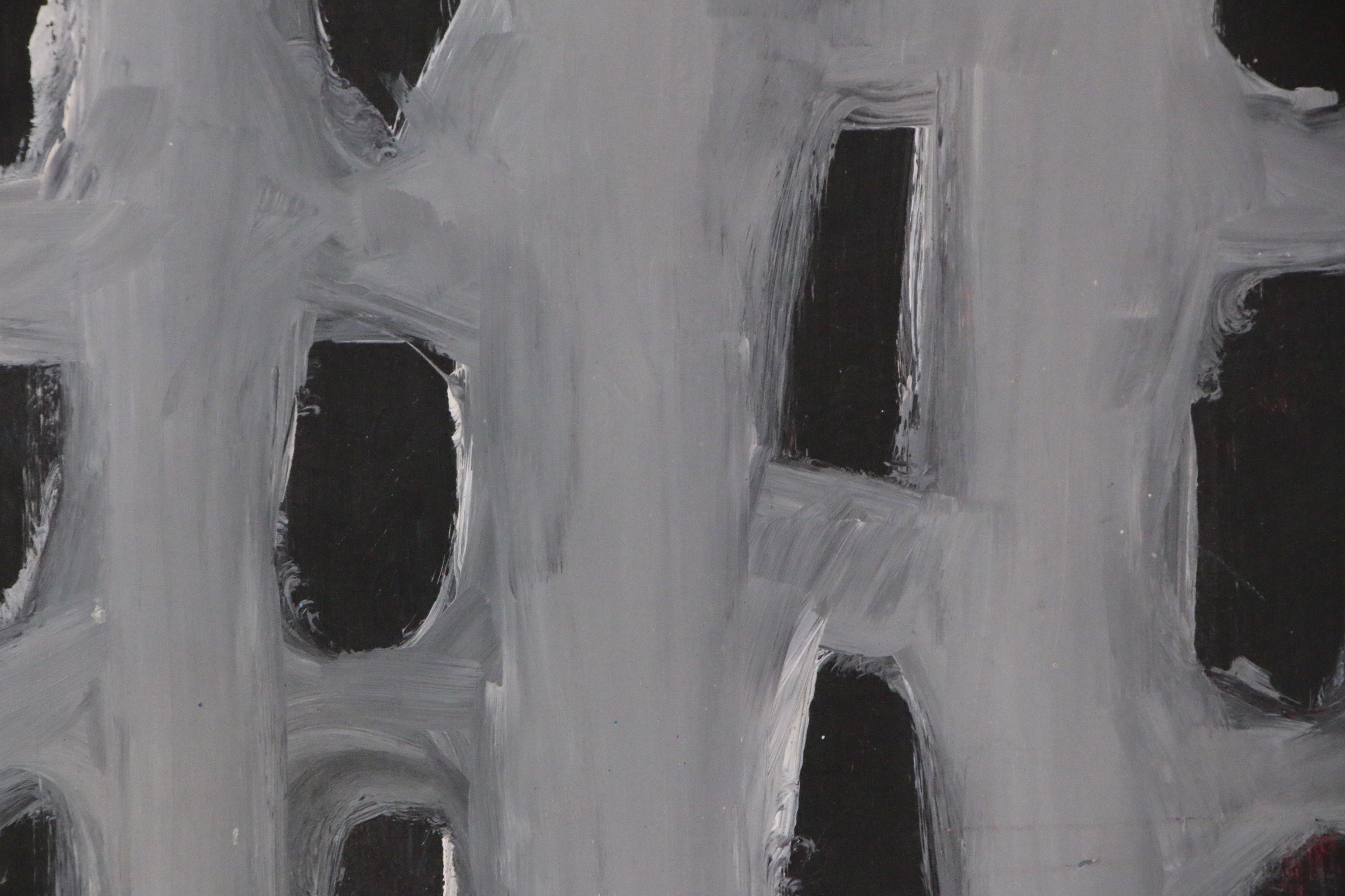 Achi Sullo Abstract Grid Oil Painting, Circa 1963