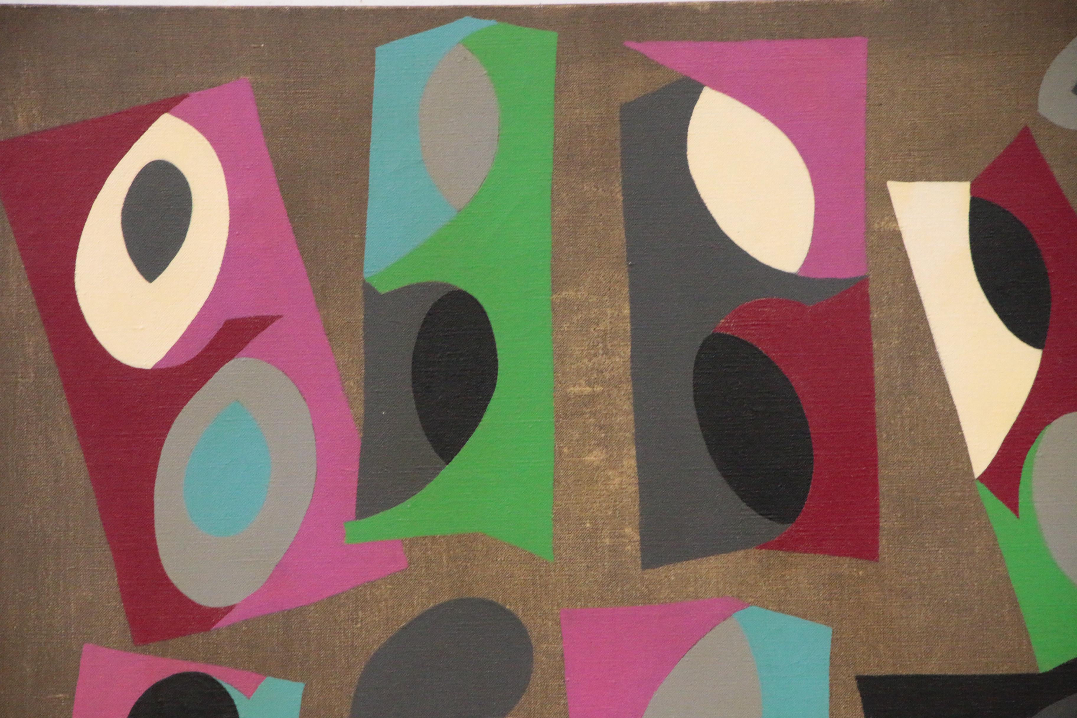 Achillo "Achi" Sullo Abstract Oil Painting "Processional", 1960