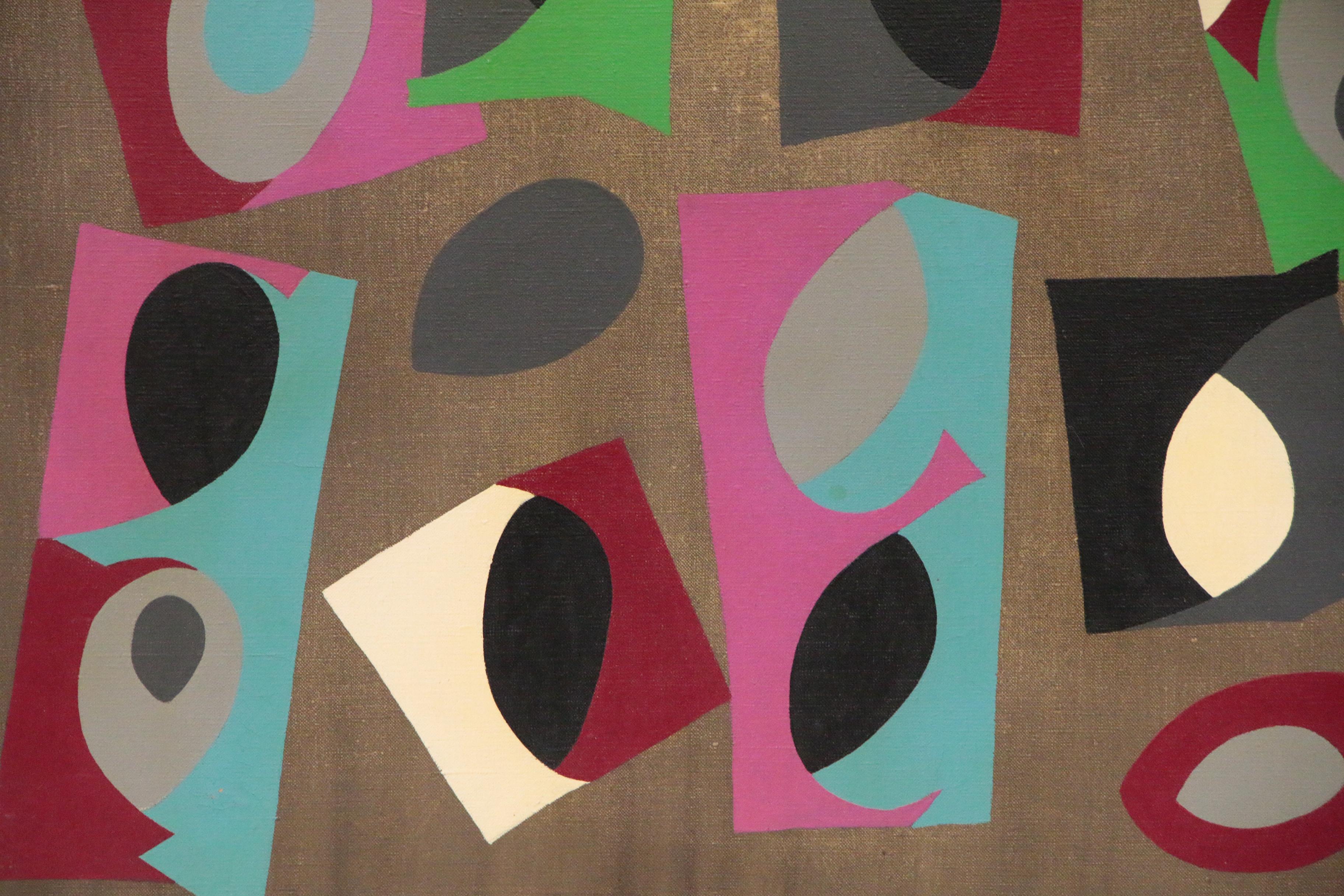 Achillo "Achi" Sullo Abstract Oil Painting "Processional", 1960