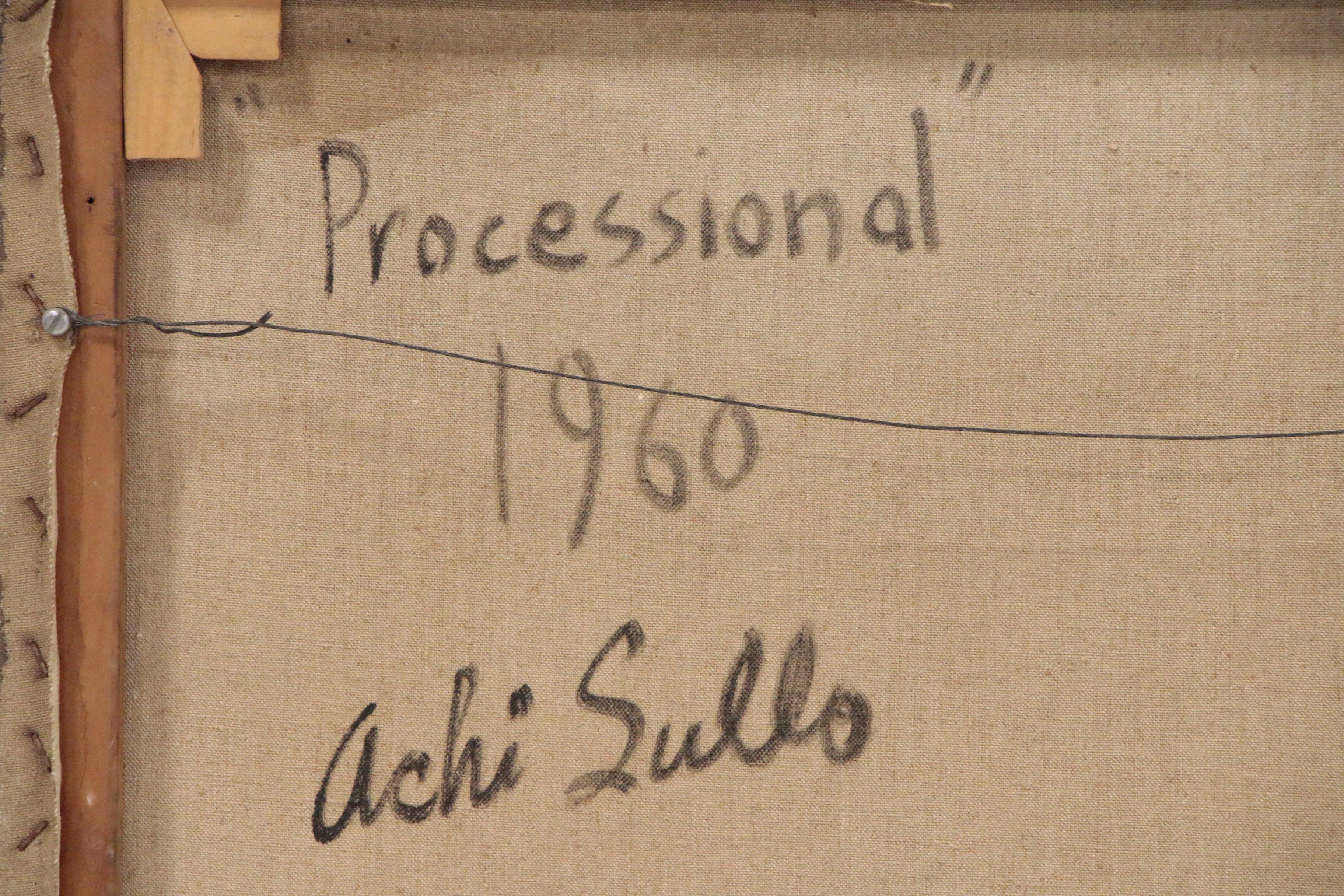 Achillo "Achi" Sullo Abstract Oil Painting "Processional", 1960
