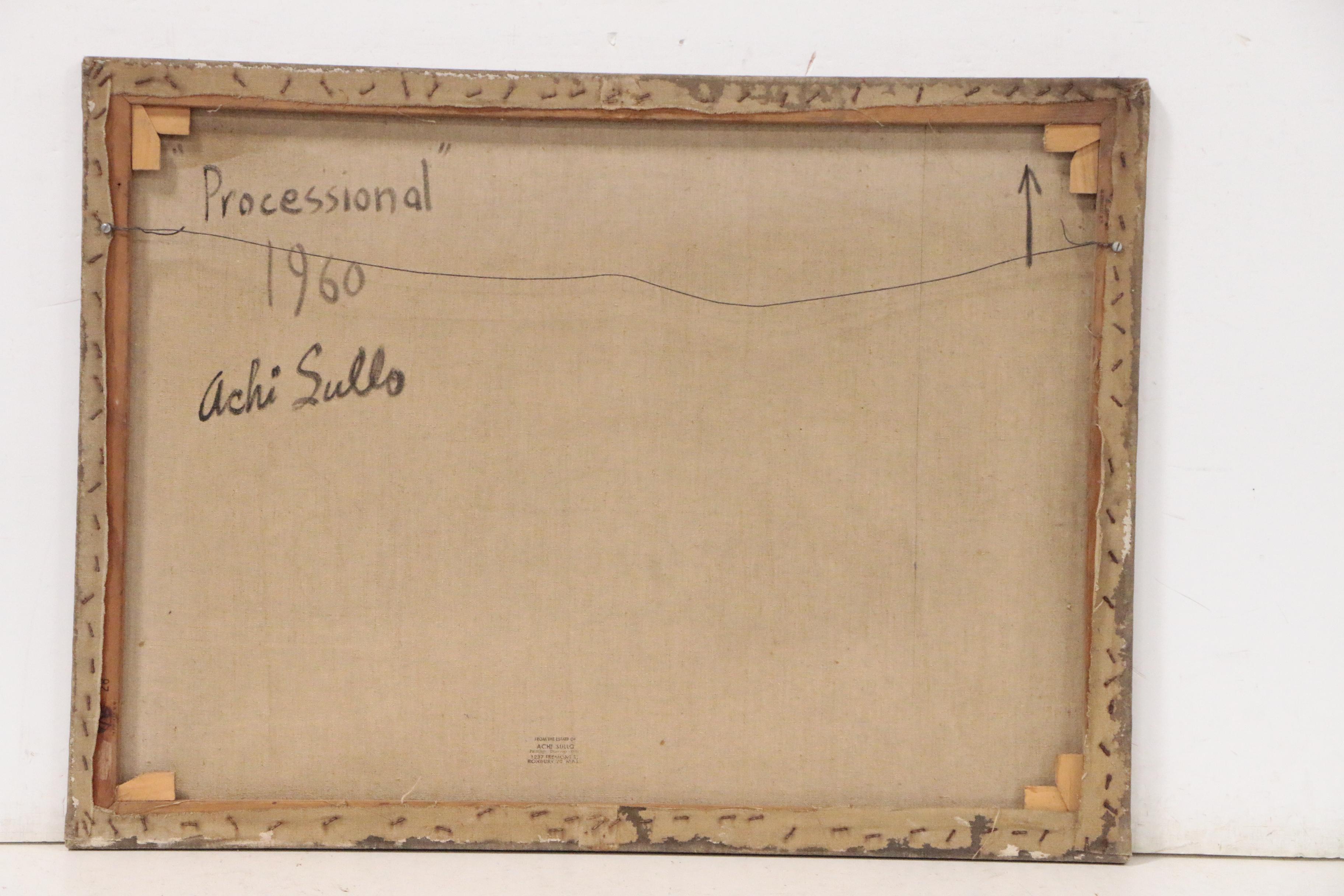 Achillo "Achi" Sullo Abstract Oil Painting "Processional", 1960