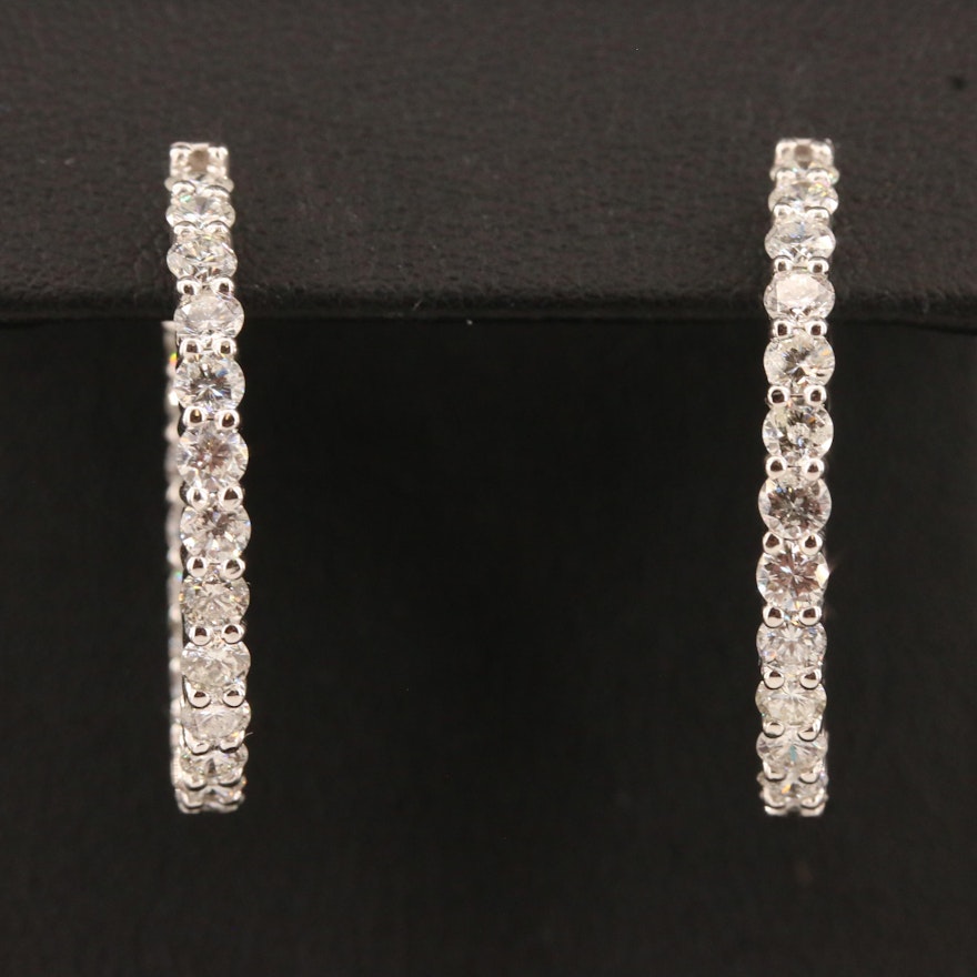 14K 3.30 CTW Diamond Inside Out Hoop Earrings