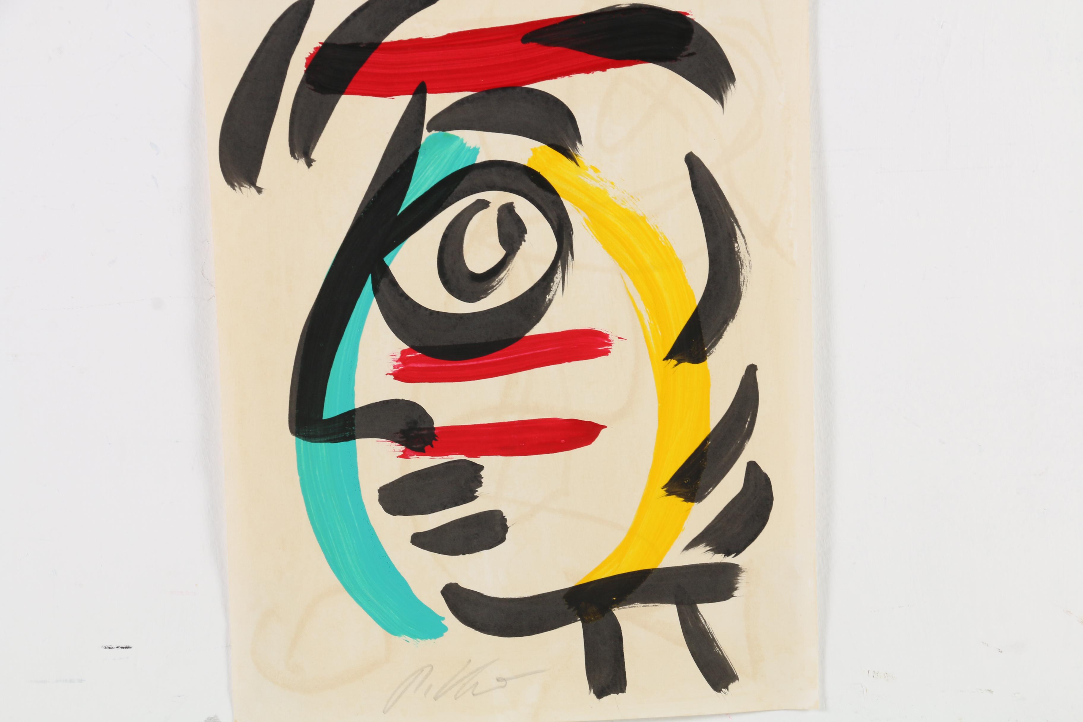 Peter Keil Abstract Mixed Media Painting of Profile Portrait