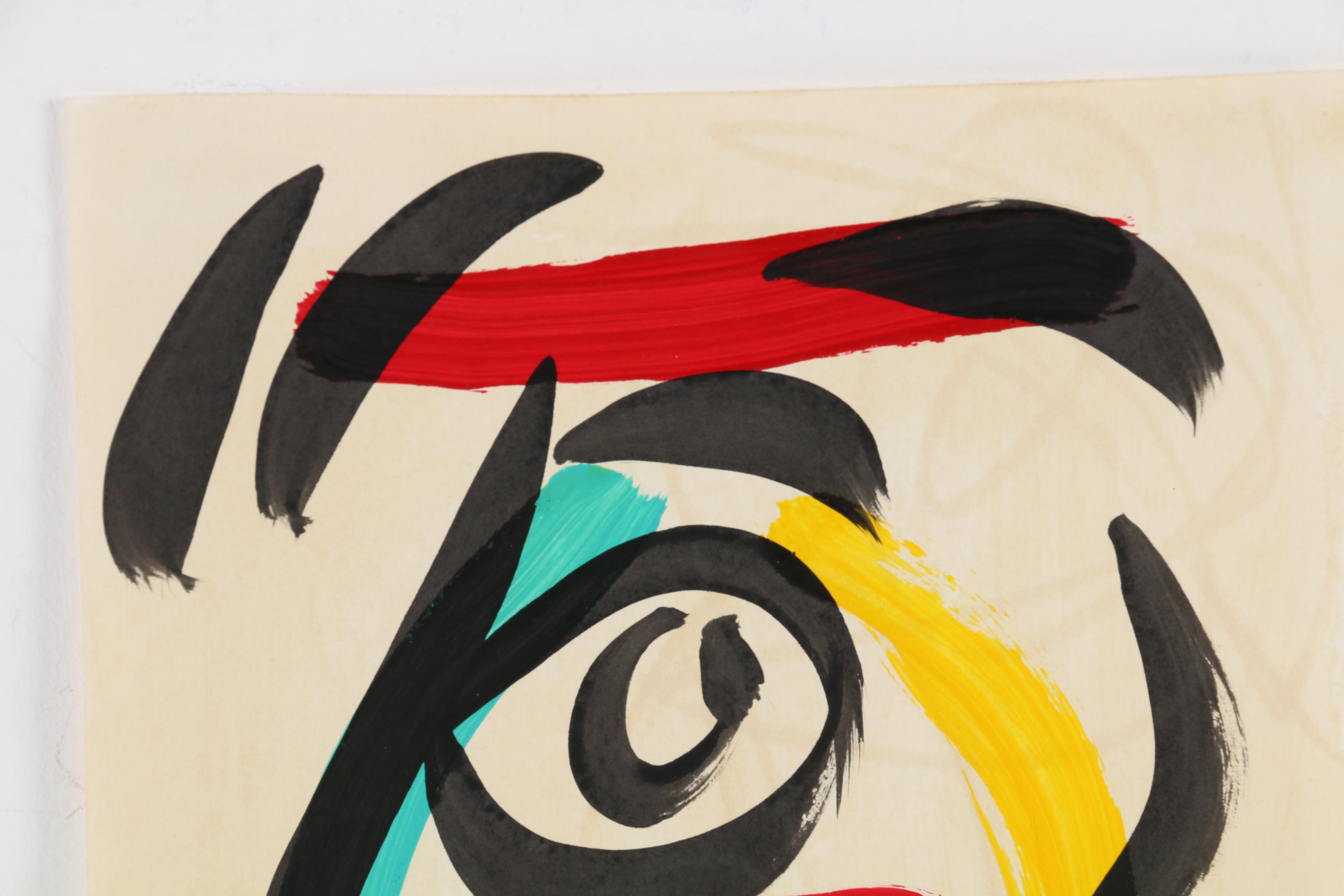 Peter Keil Abstract Mixed Media Painting of Profile Portrait