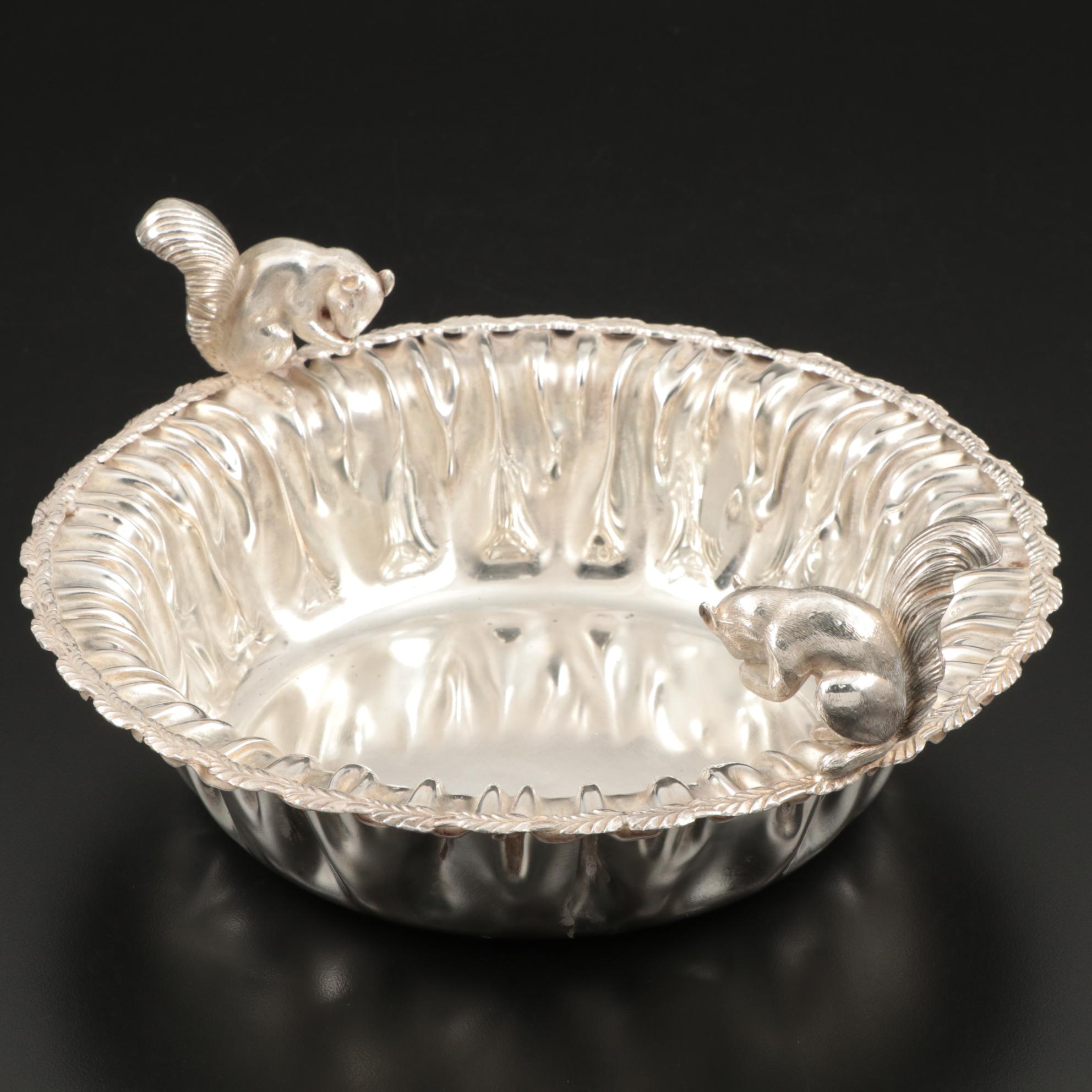 Empire Silver Co. Silver Plate Serving Bowl with Squirrels