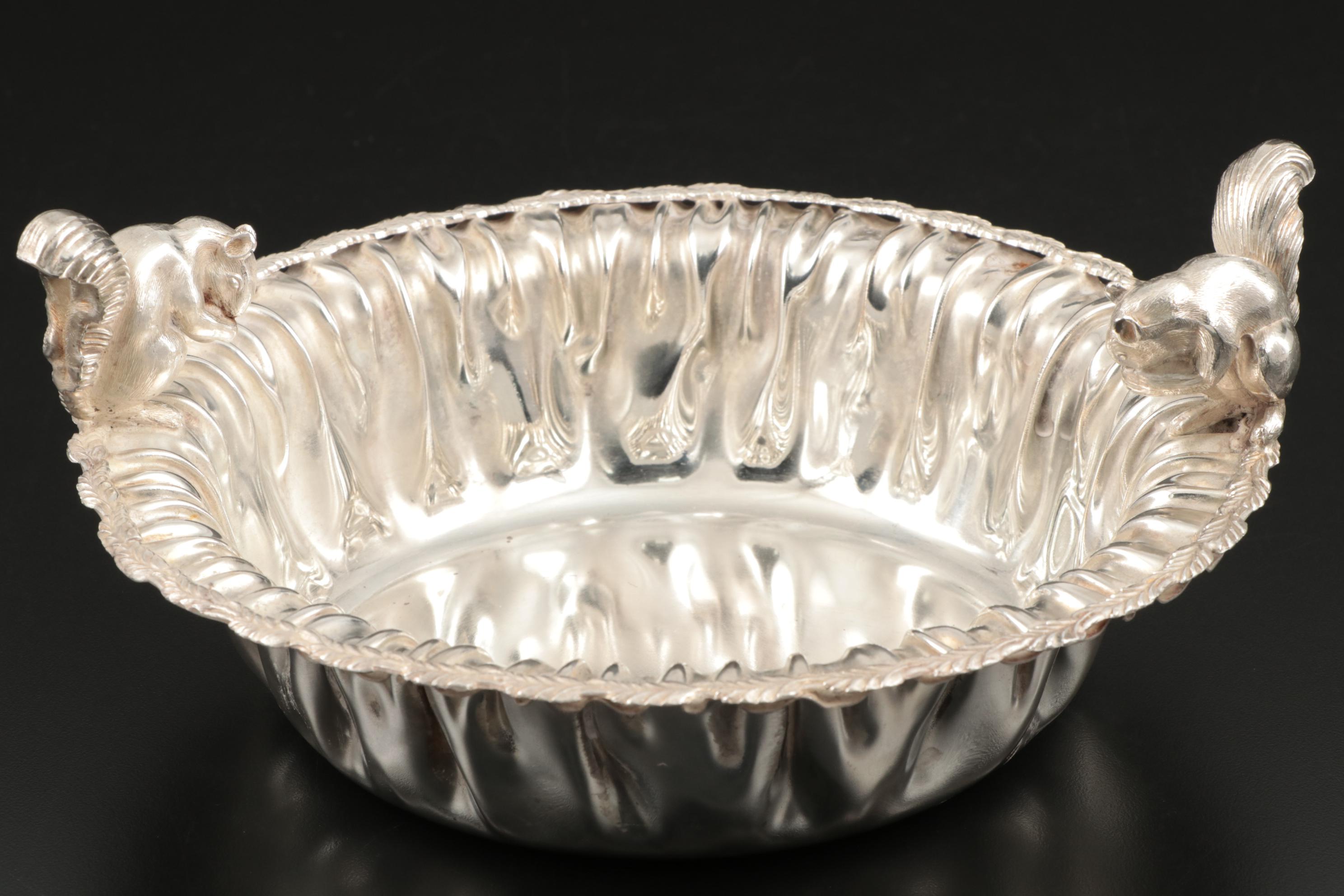 Empire Silver Co. Silver Plate Serving Bowl with Squirrels