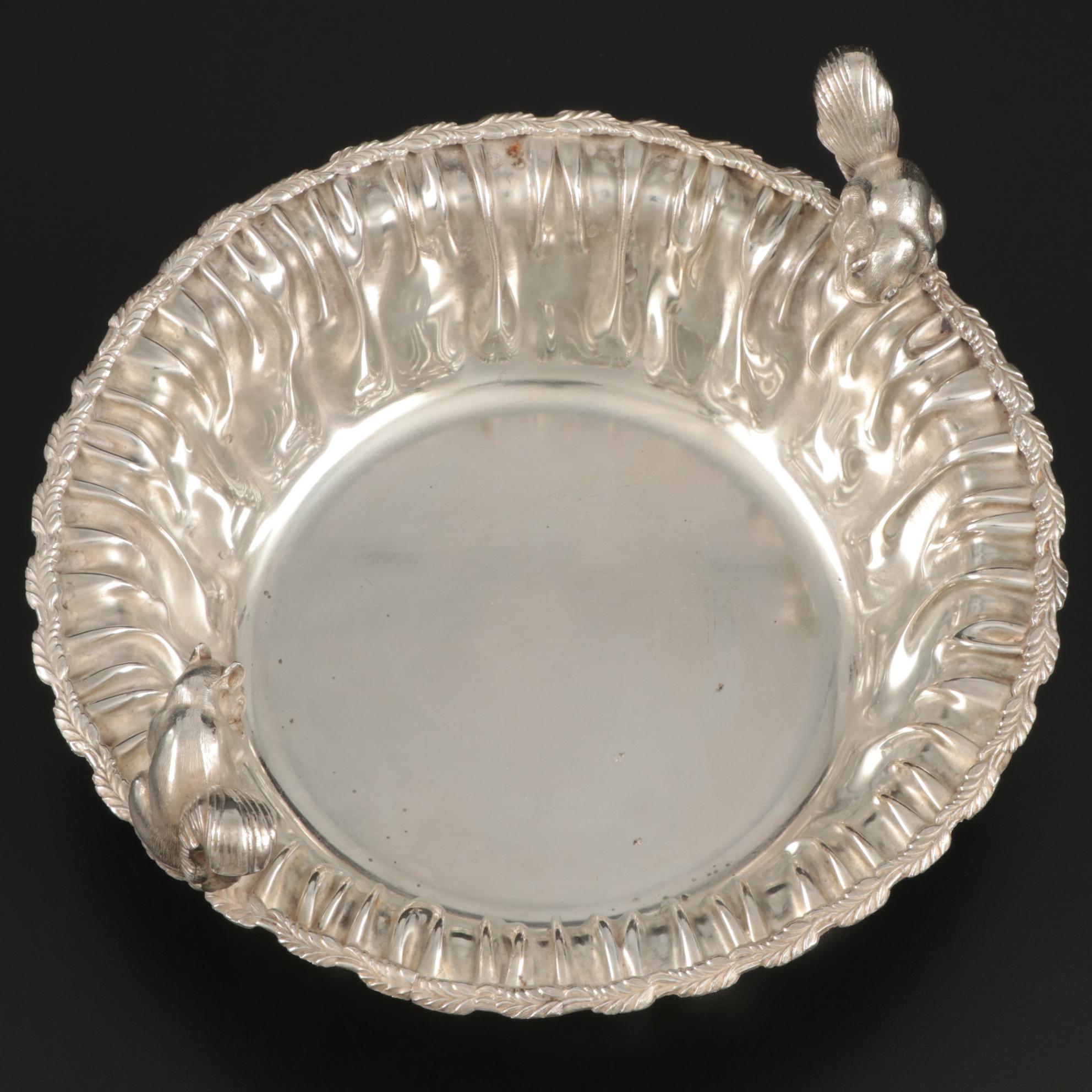 Empire Silver Co. Silver Plate Serving Bowl with Squirrels