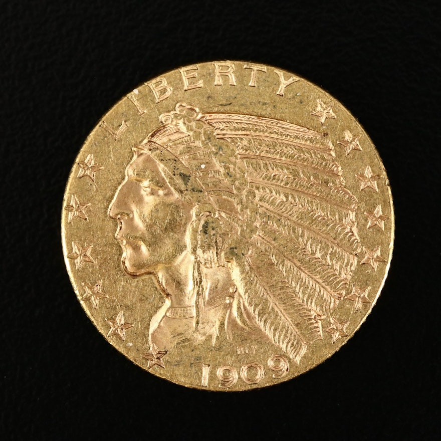 1909-D Indian Head $5 Gold Half Eagle Coin