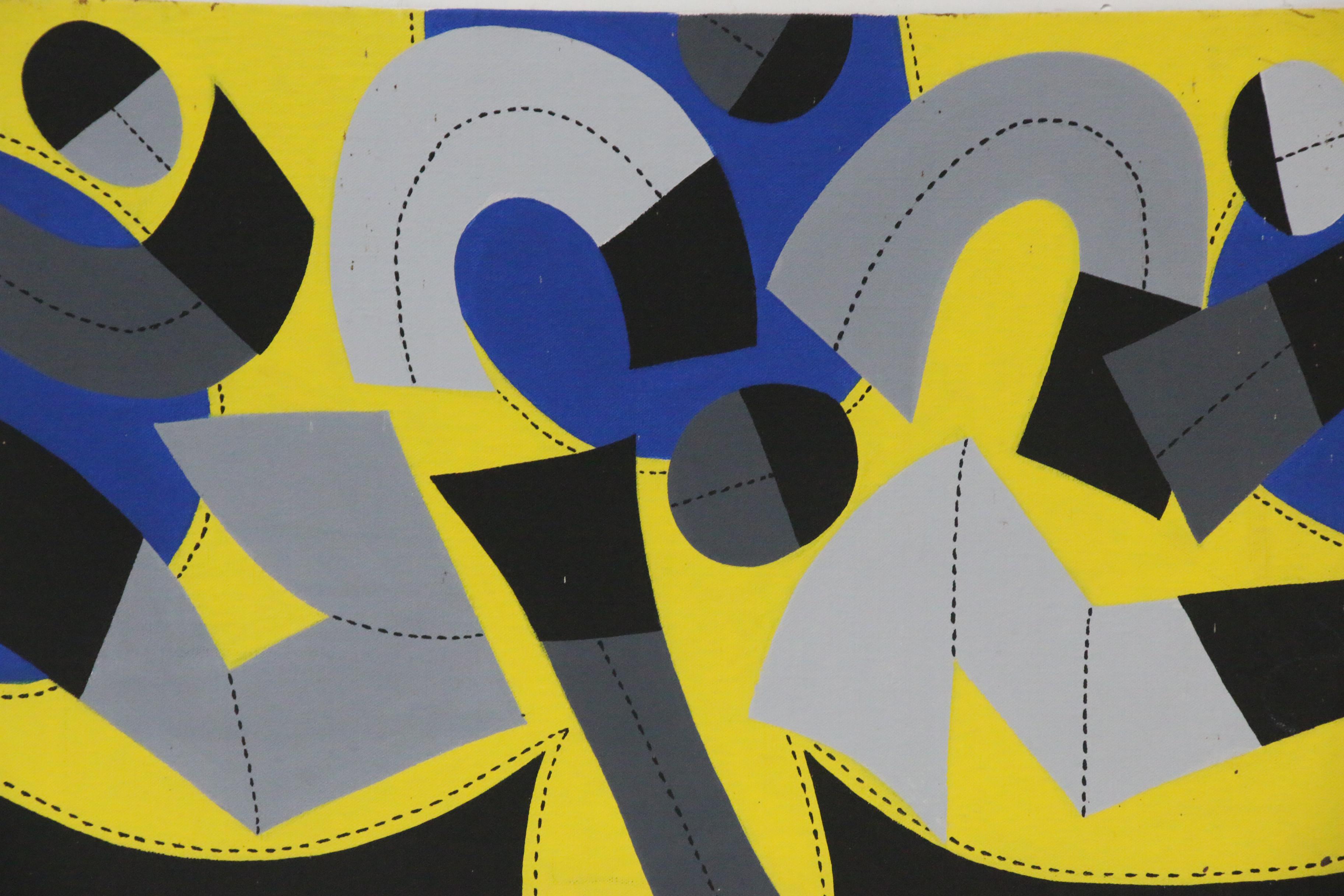 Achillo "Achi" Sullo Graphic Abstraction Acrylic Painting, Circa 1965
