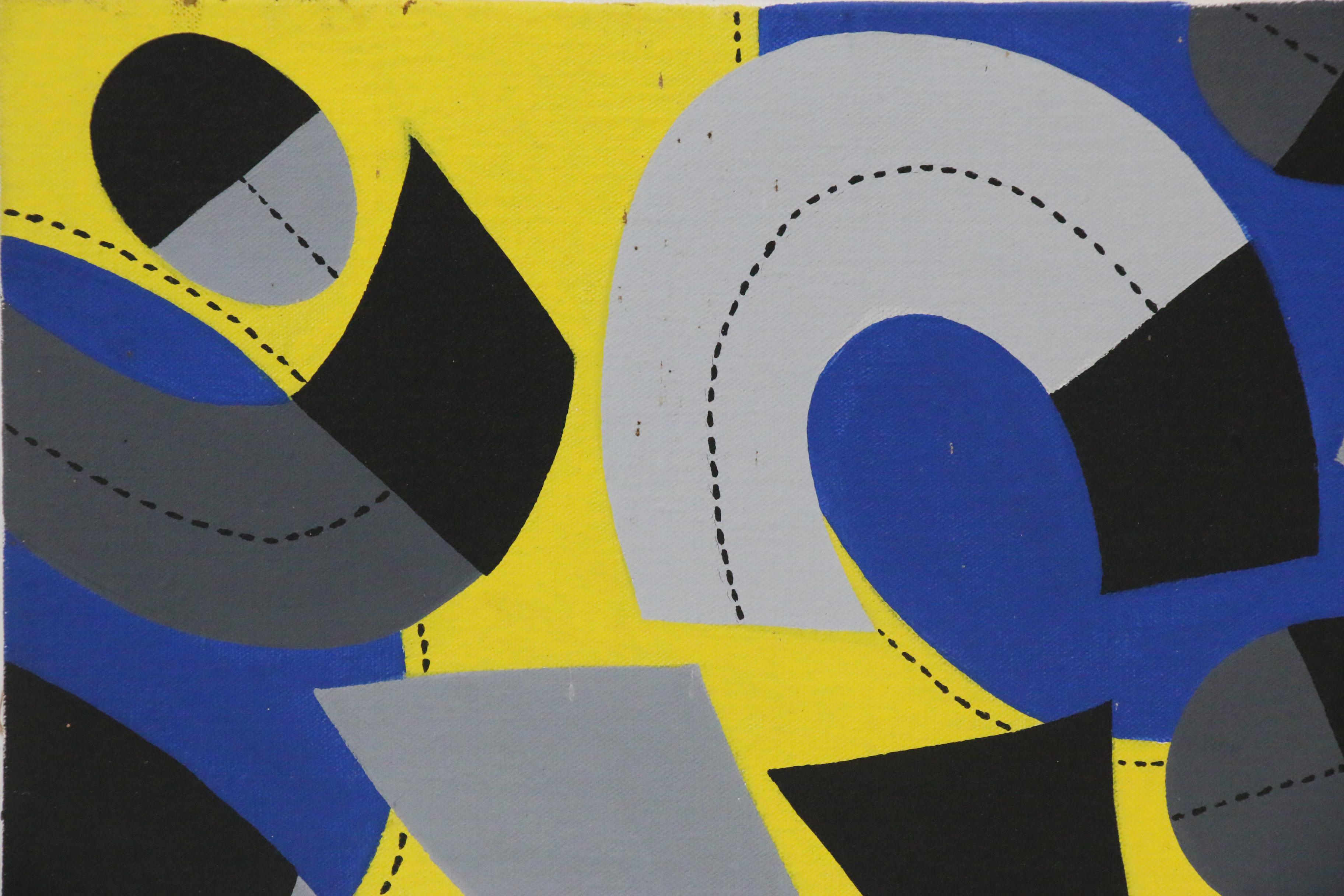 Achillo "Achi" Sullo Graphic Abstraction Acrylic Painting, Circa 1965