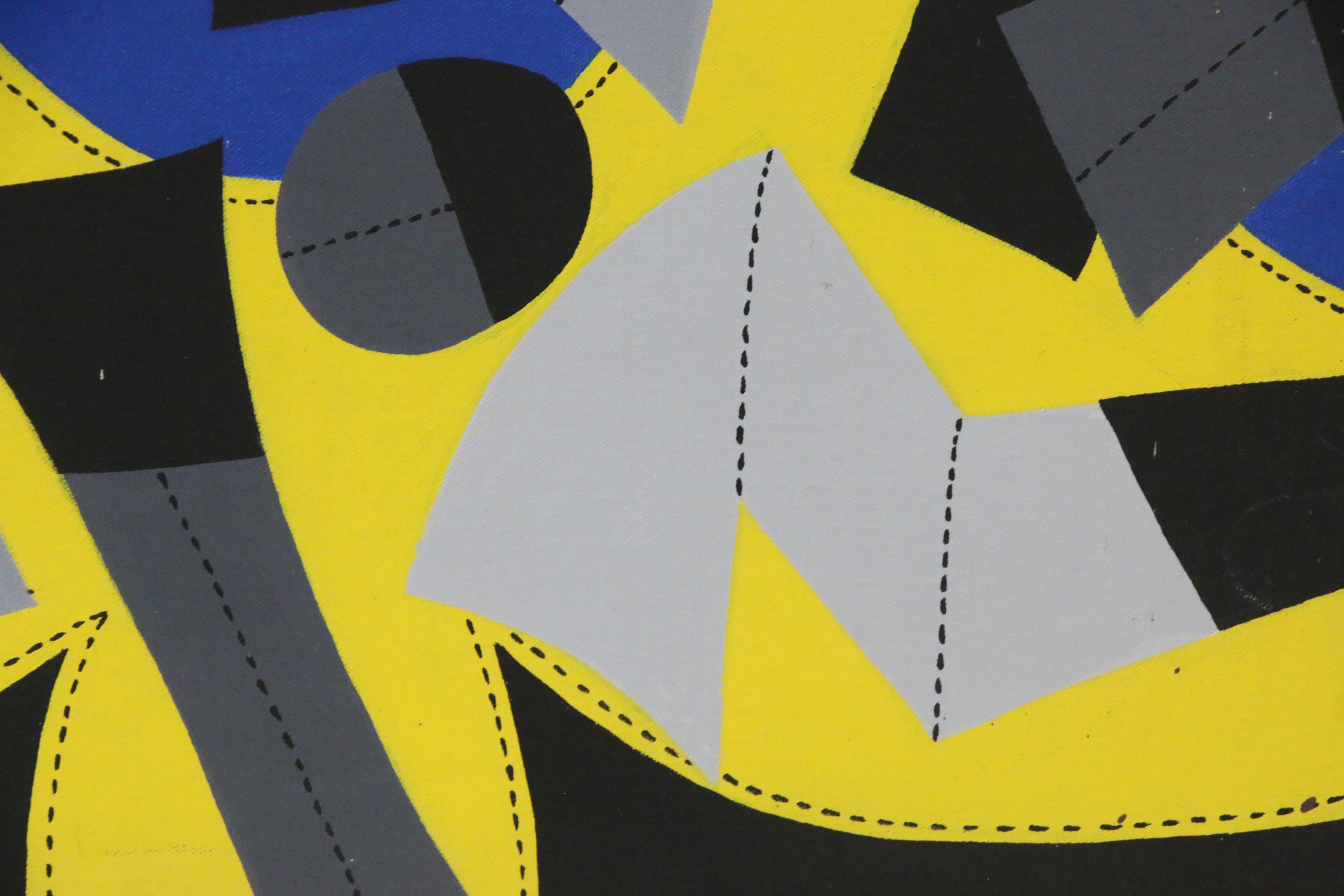 Achillo "Achi" Sullo Graphic Abstraction Acrylic Painting, Circa 1965