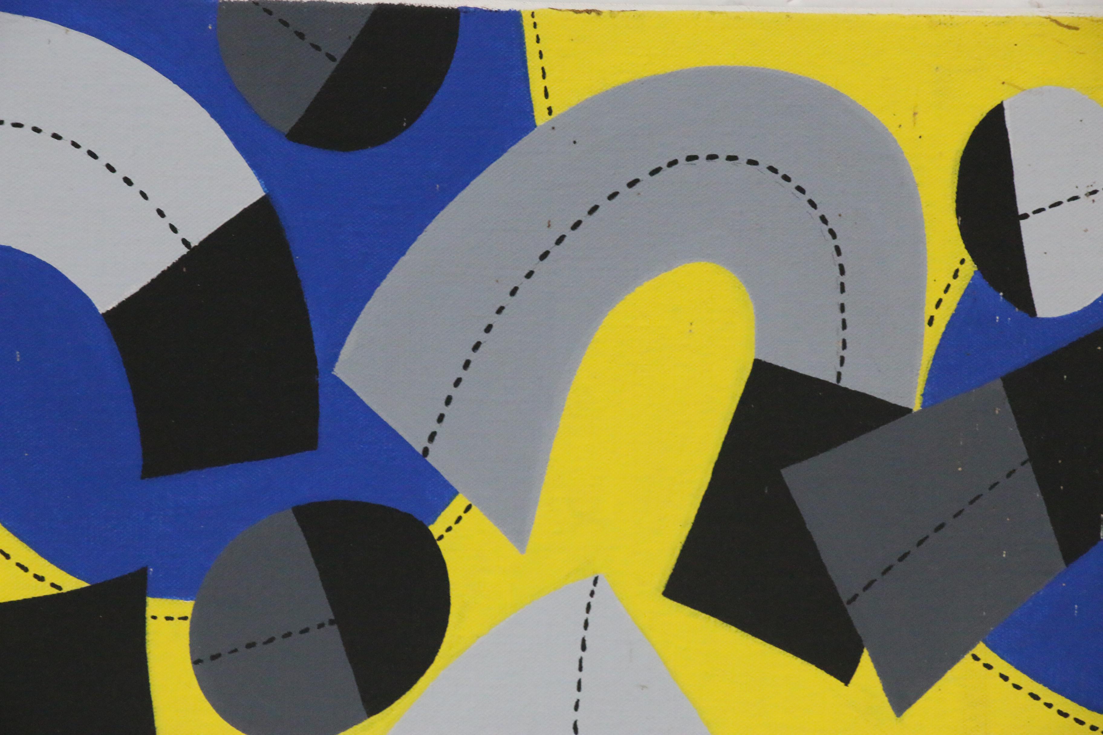 Achillo "Achi" Sullo Graphic Abstraction Acrylic Painting, Circa 1965