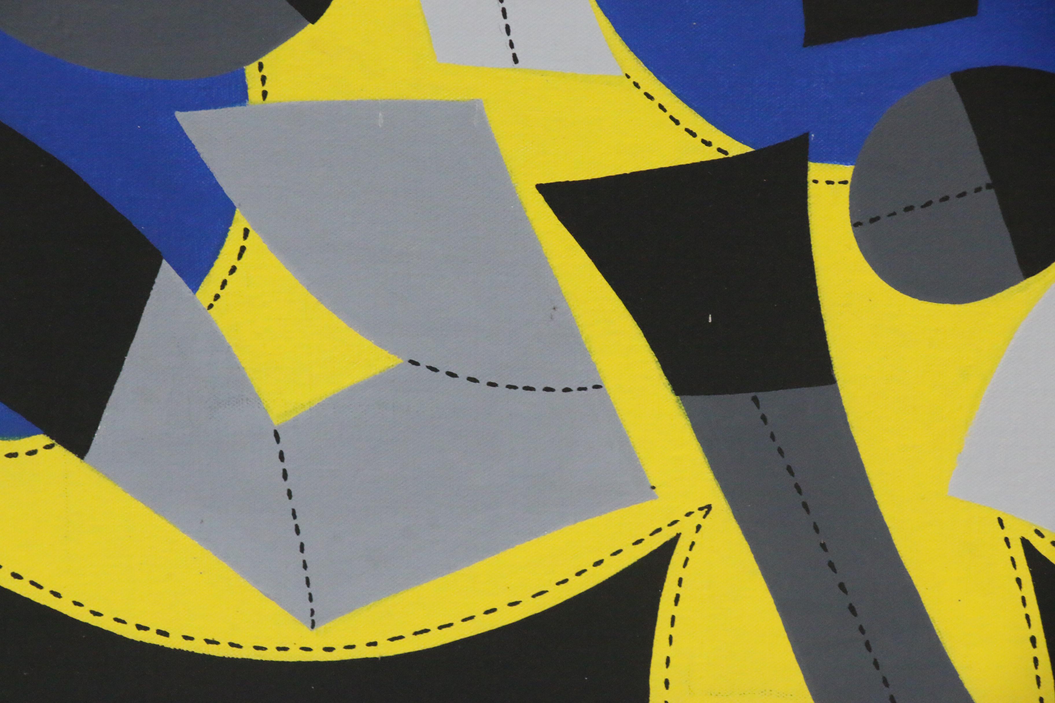 Achillo "Achi" Sullo Graphic Abstraction Acrylic Painting, Circa 1965