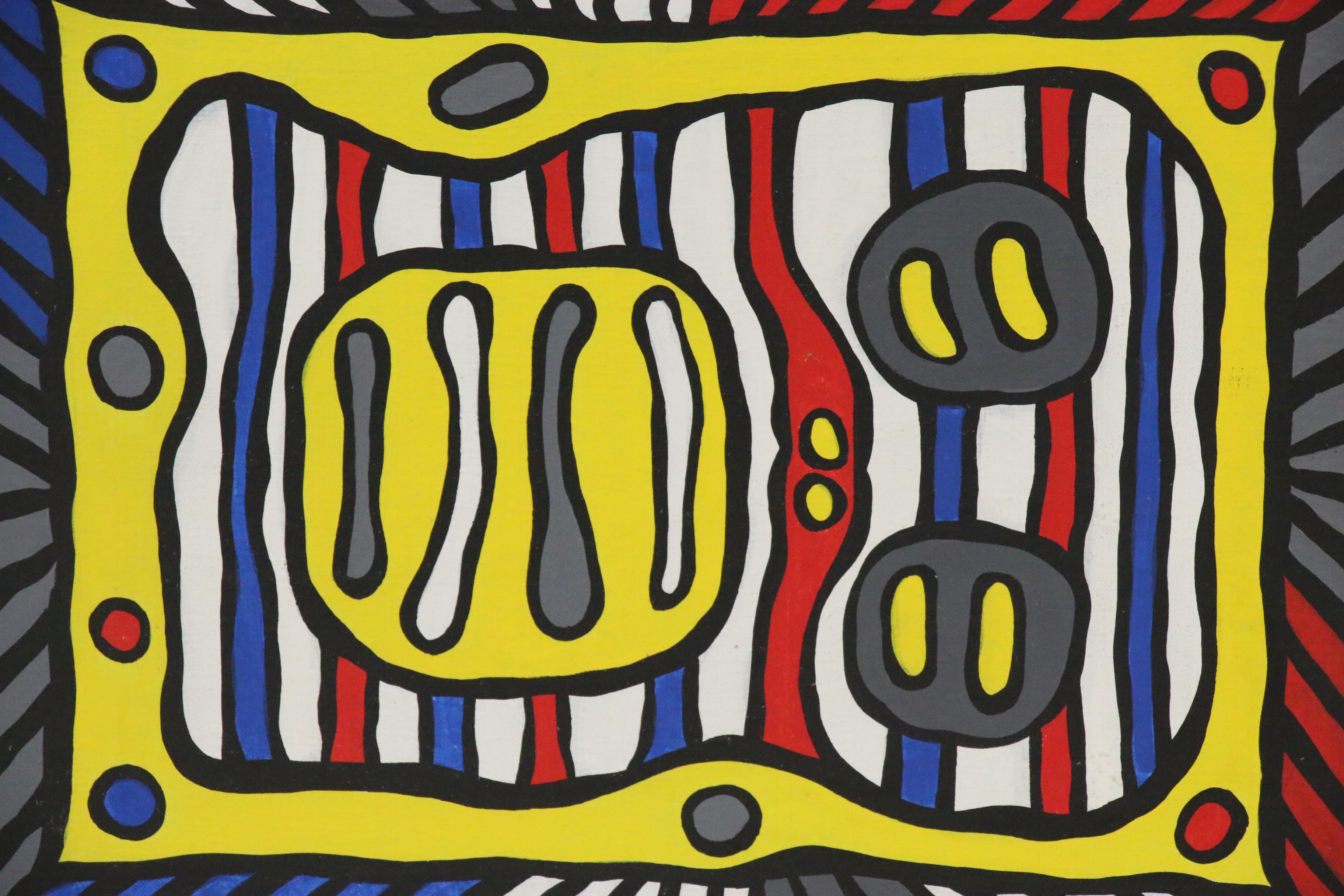 Achillo "Achi" Sullo Flat-Color Abstraction Oil Painting, circa 1969