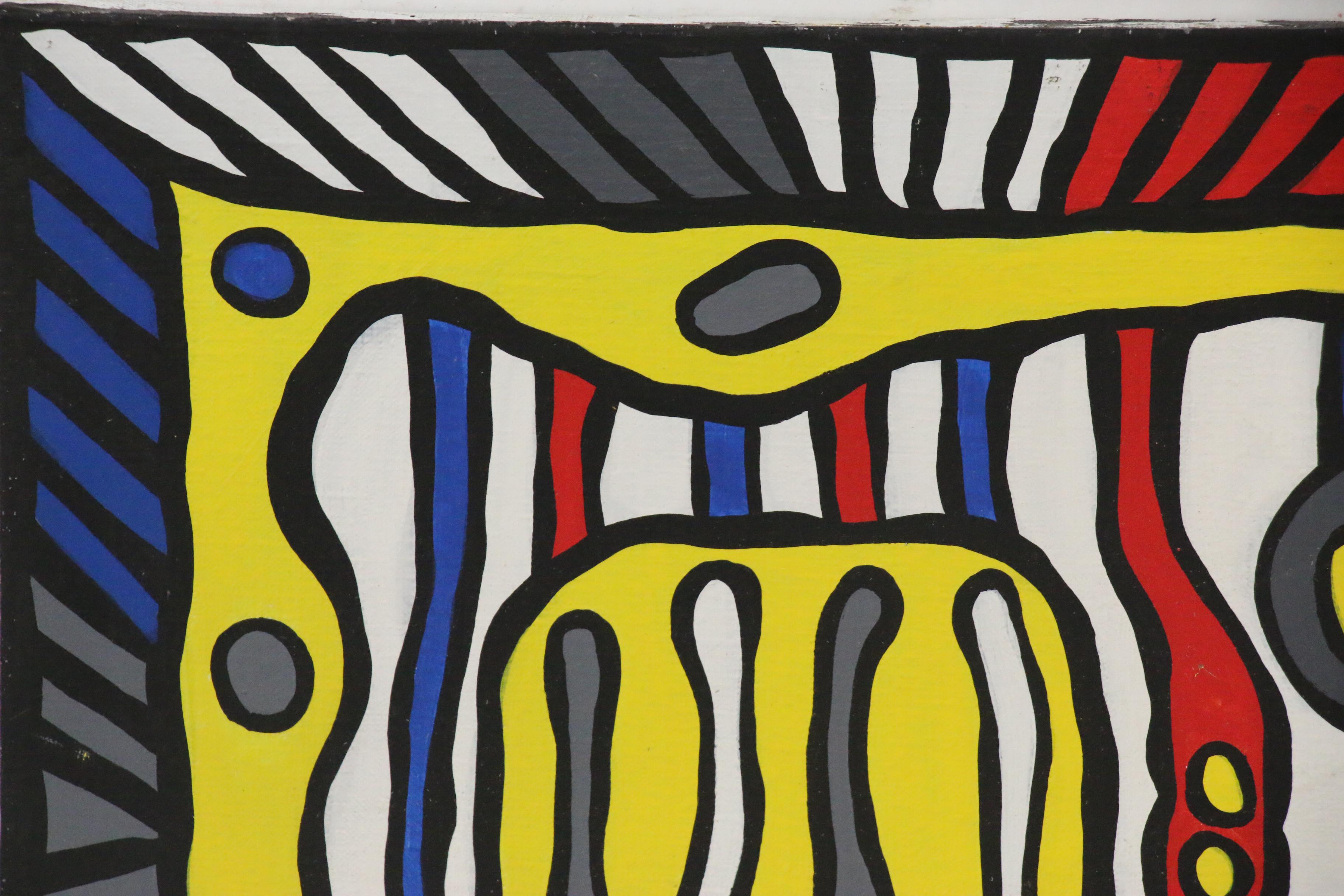 Achillo "Achi" Sullo Flat-Color Abstraction Oil Painting, circa 1969